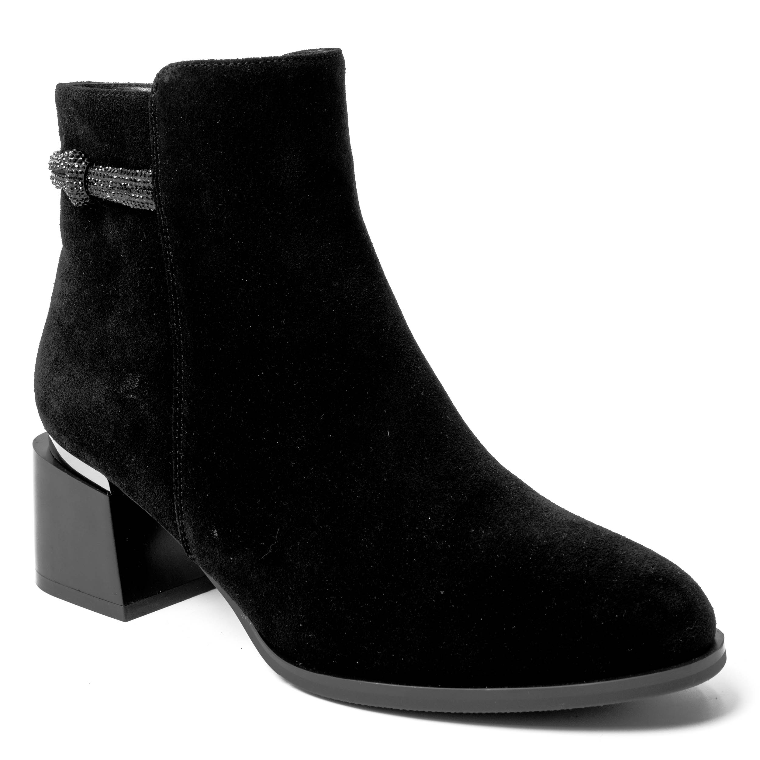 YZY Wholesale Women Black Microfiber Heeled Boots