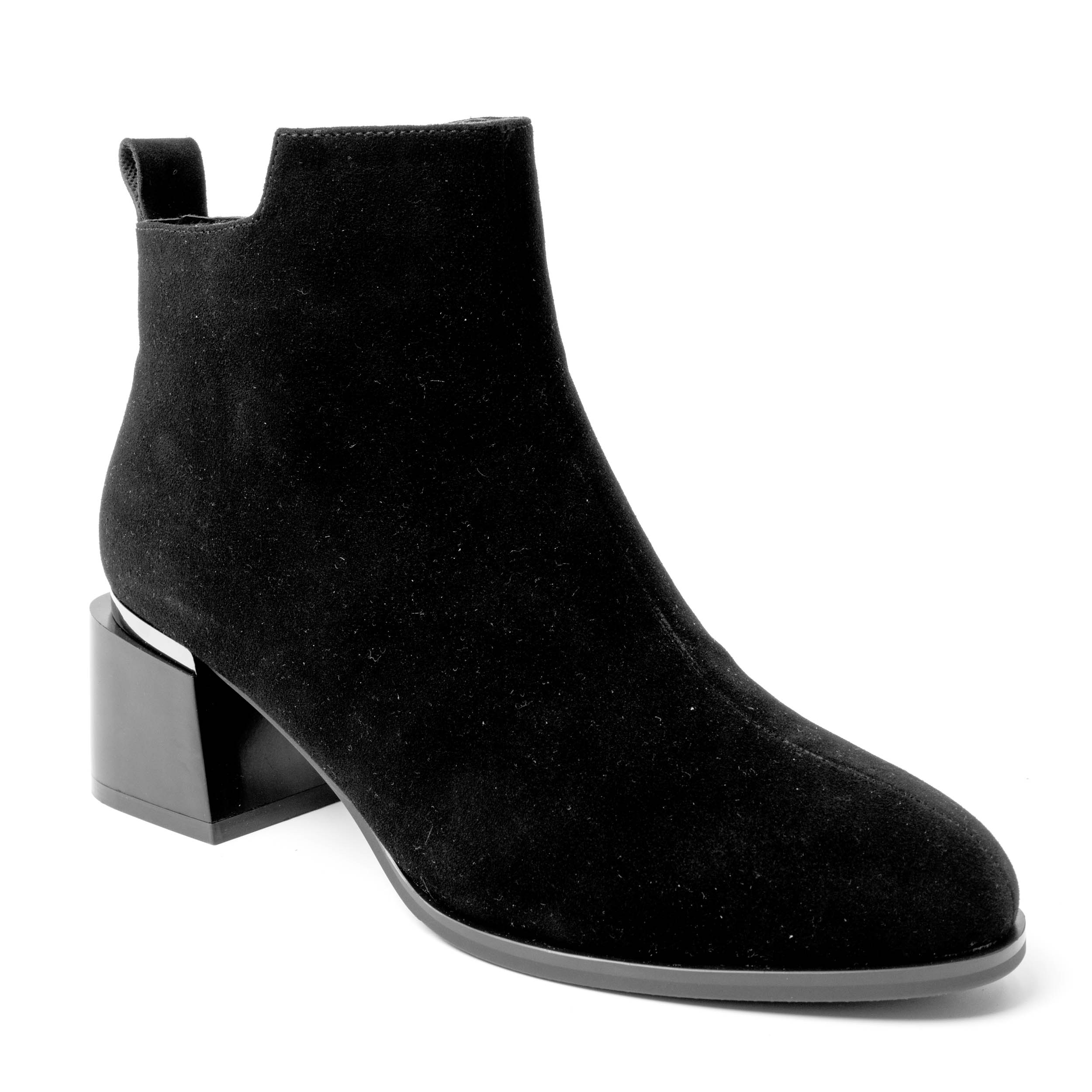 YZY Wholesale Women’s Black Microfiber Heeled Boots