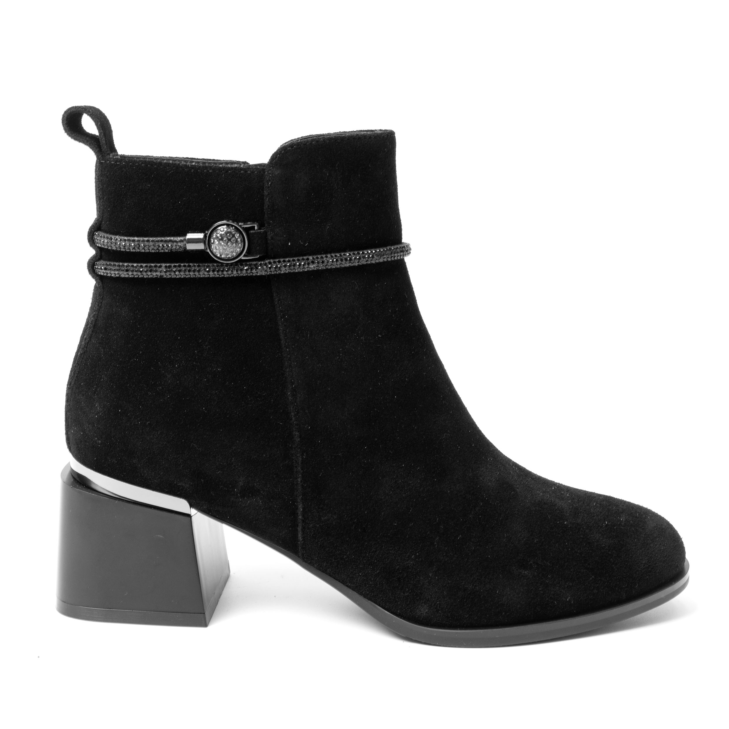 YZY Wholesale Women’s Black PU and Microfiber Heeled Ankle Boots