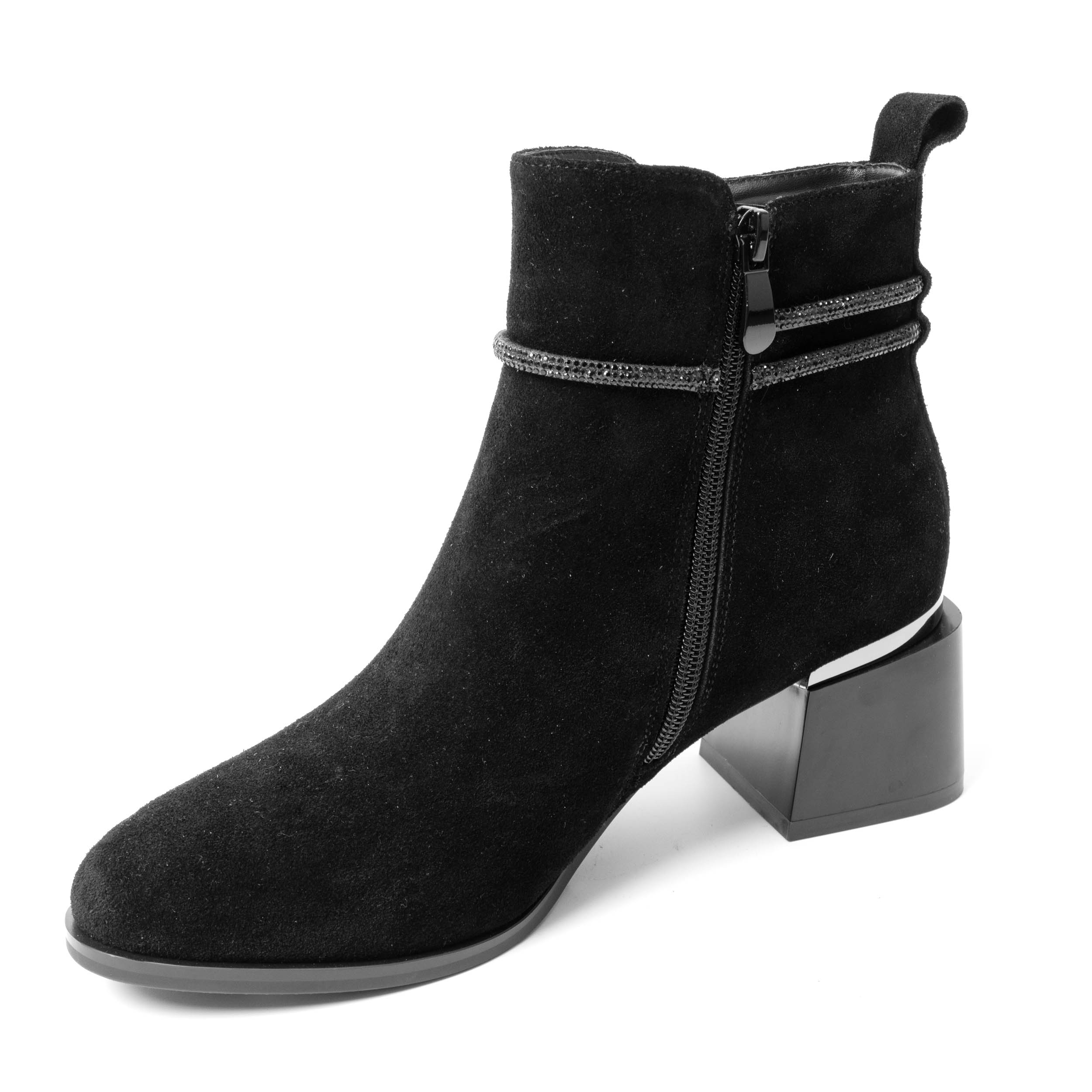 YZY Wholesale Women’s Black PU and Microfiber Heeled Ankle Boots