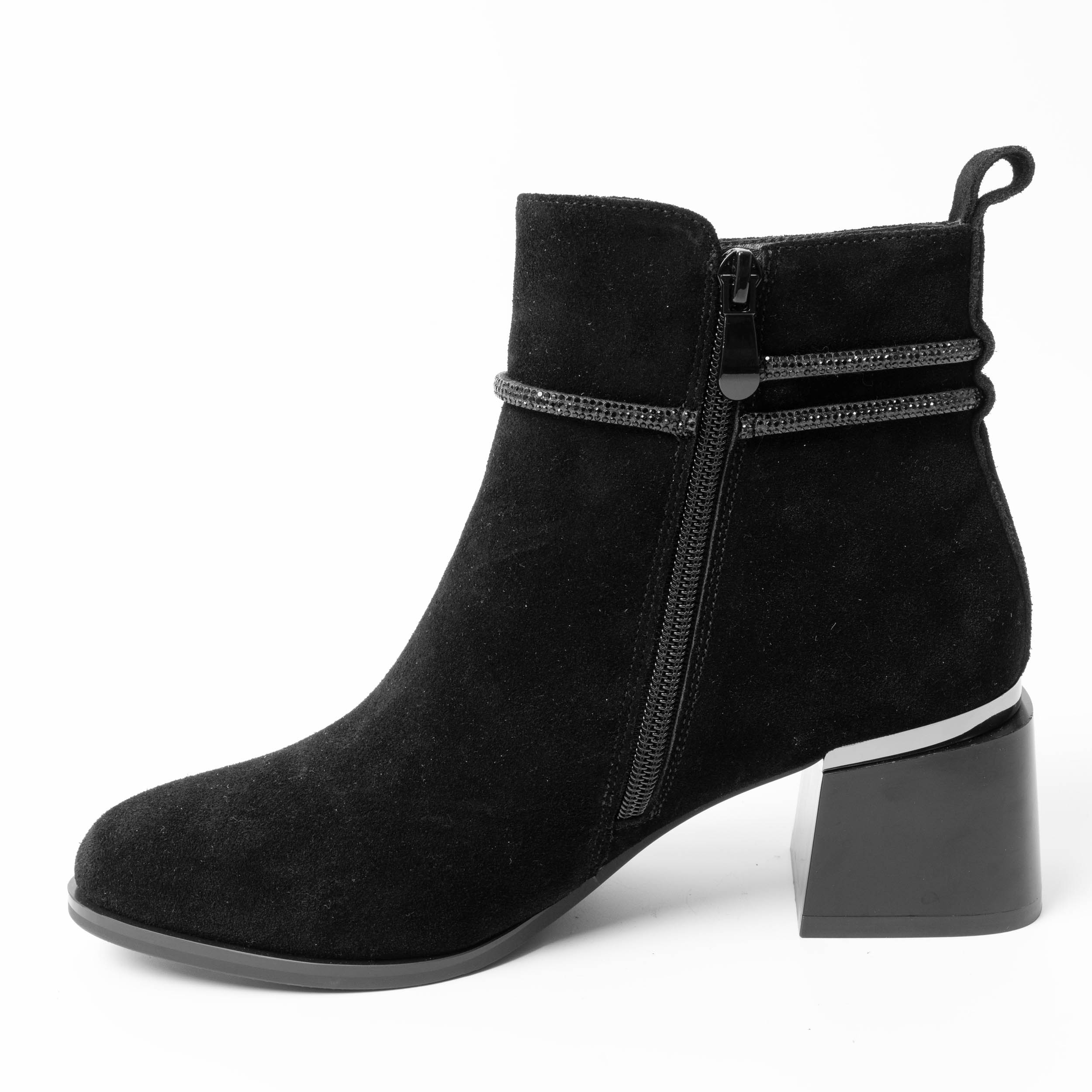 YZY Wholesale Women’s Black PU and Microfiber Heeled Ankle Boots