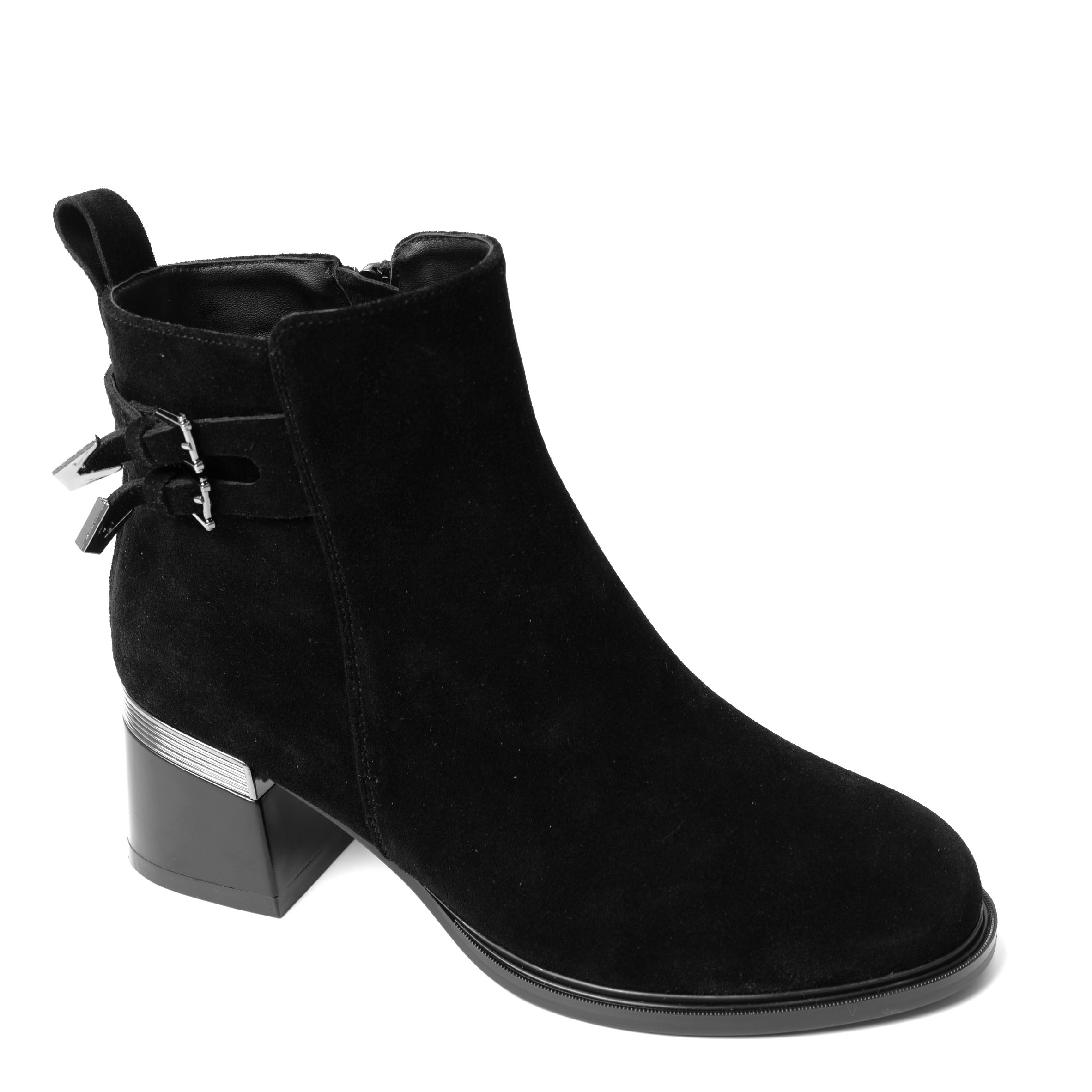 YZY Wholesale Black PU and Microfiber Heeled Ankle Boots for women
