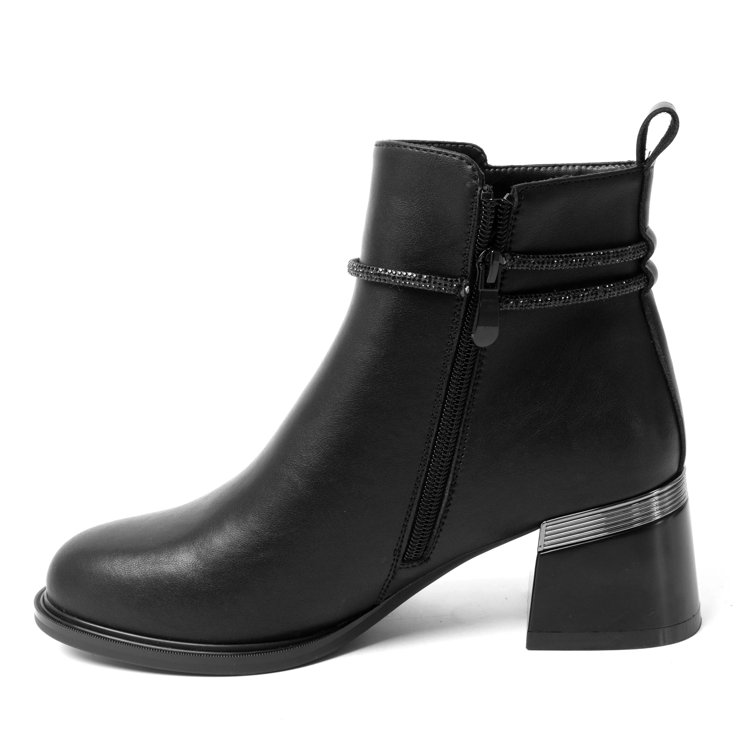 YZY Wholesale Black PU and Microfiber Heeled Ankle Boots for women