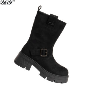 women ankle boots with black genuine leather