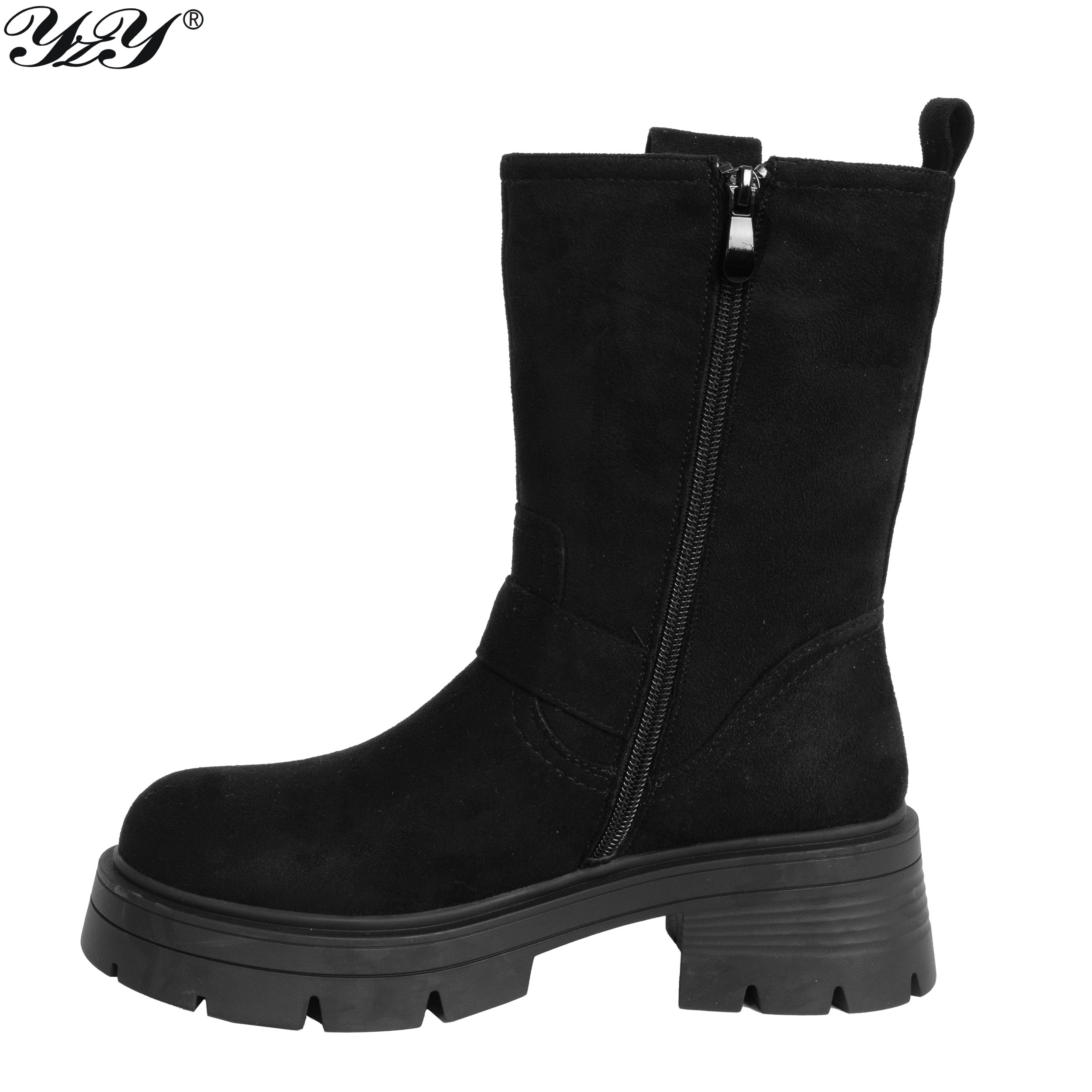 women ankle boots with black genuine leather