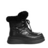 women ankle boots with fur and microfiber leather and down cloth