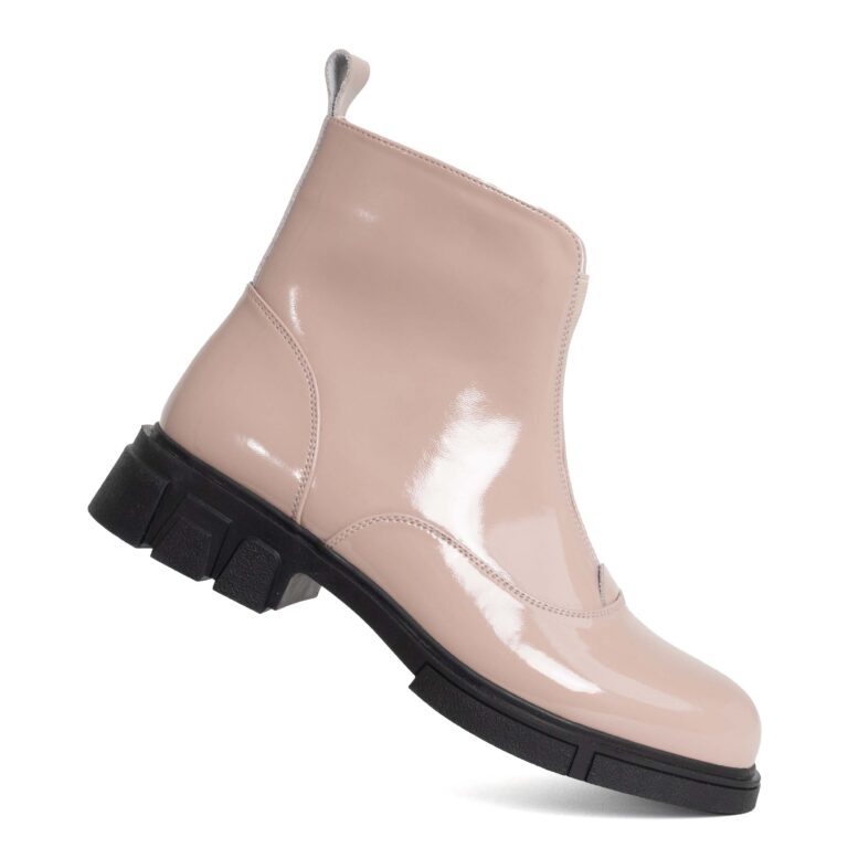 women work boots with pink patent leather