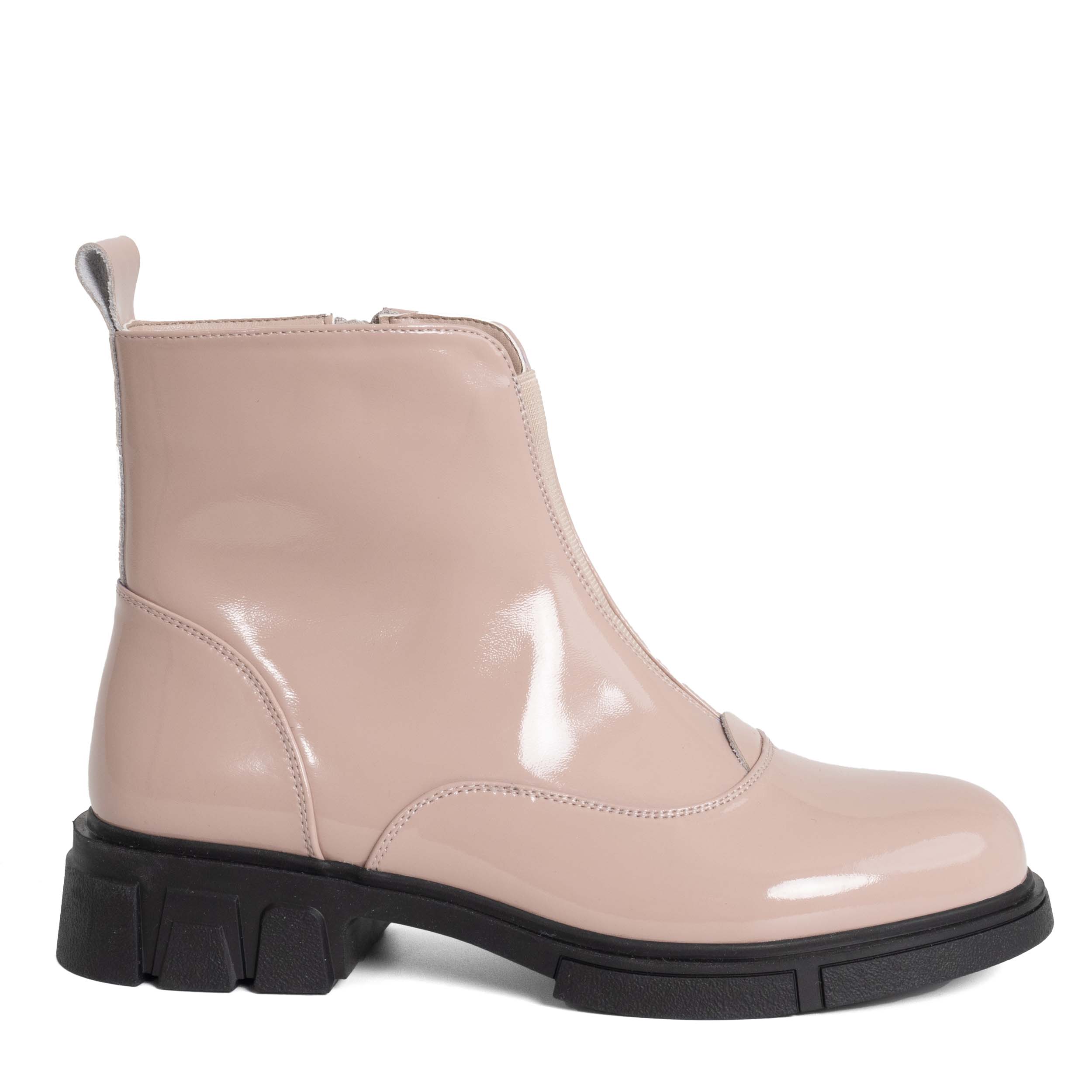 women work boots with pink patent leather