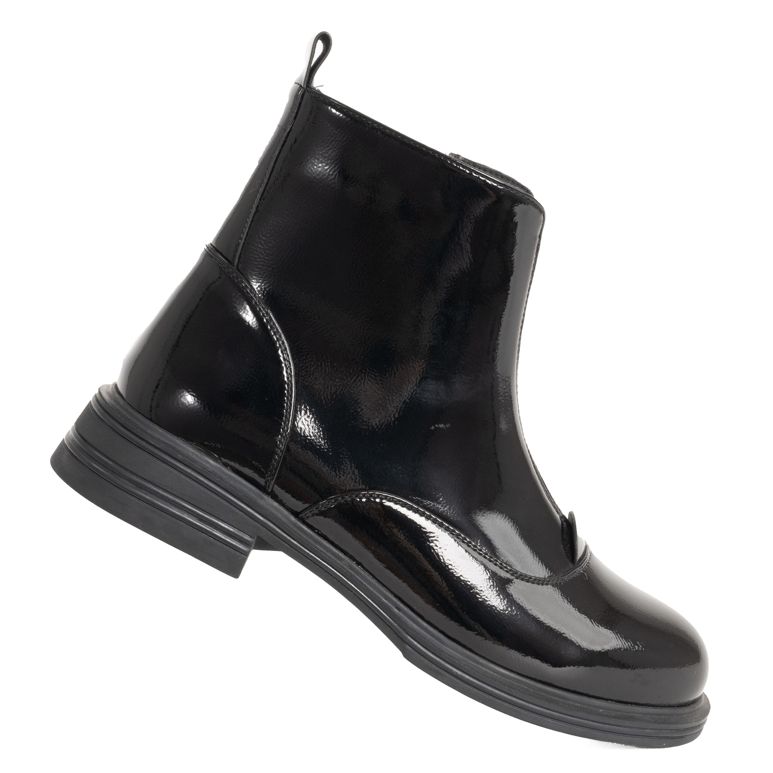 women work boots with black patent leather