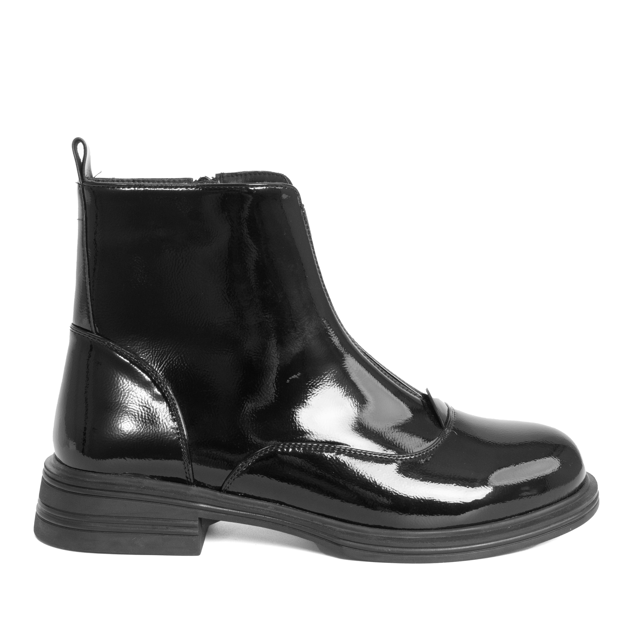 women work boots with black patent leather