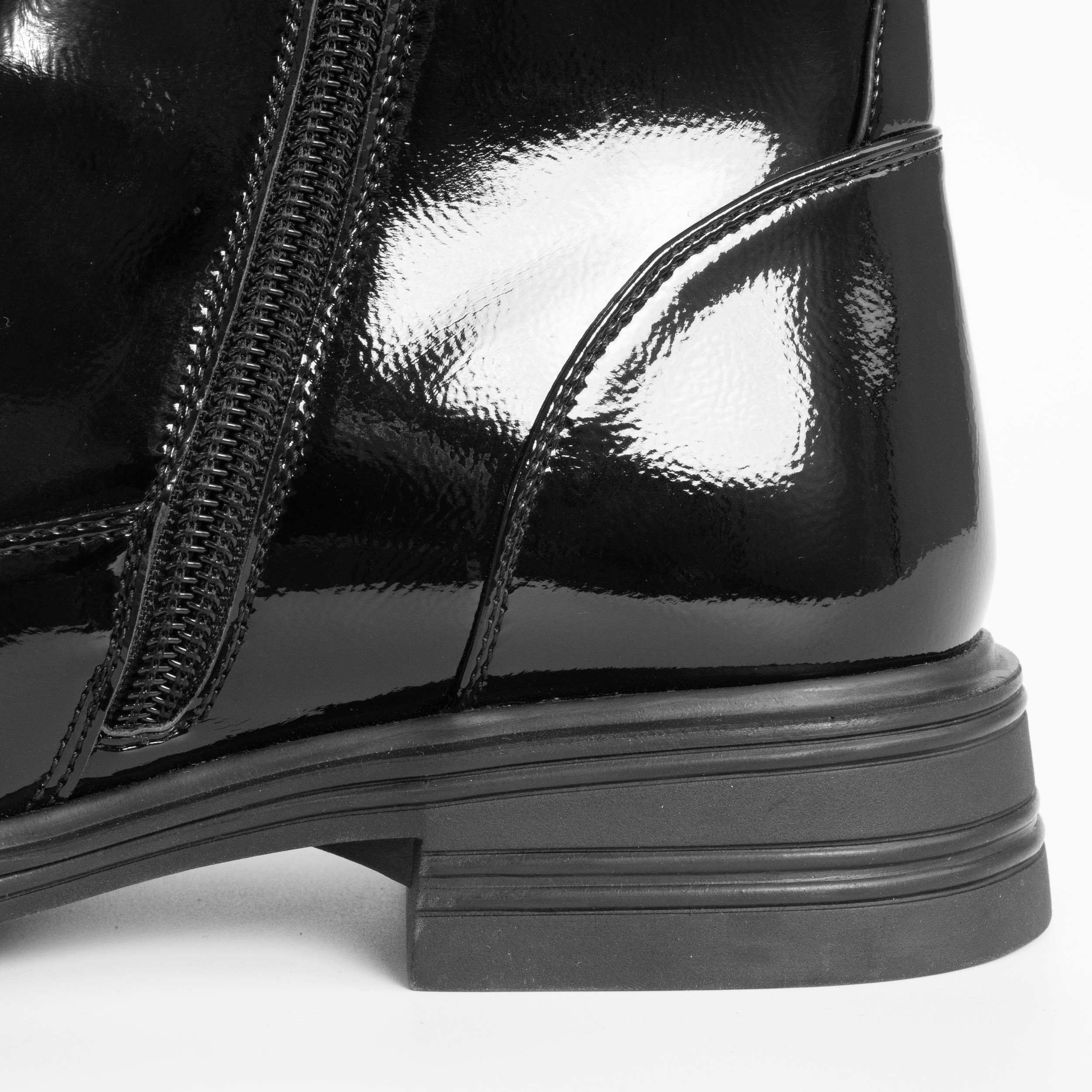 women work boots with black patent leather