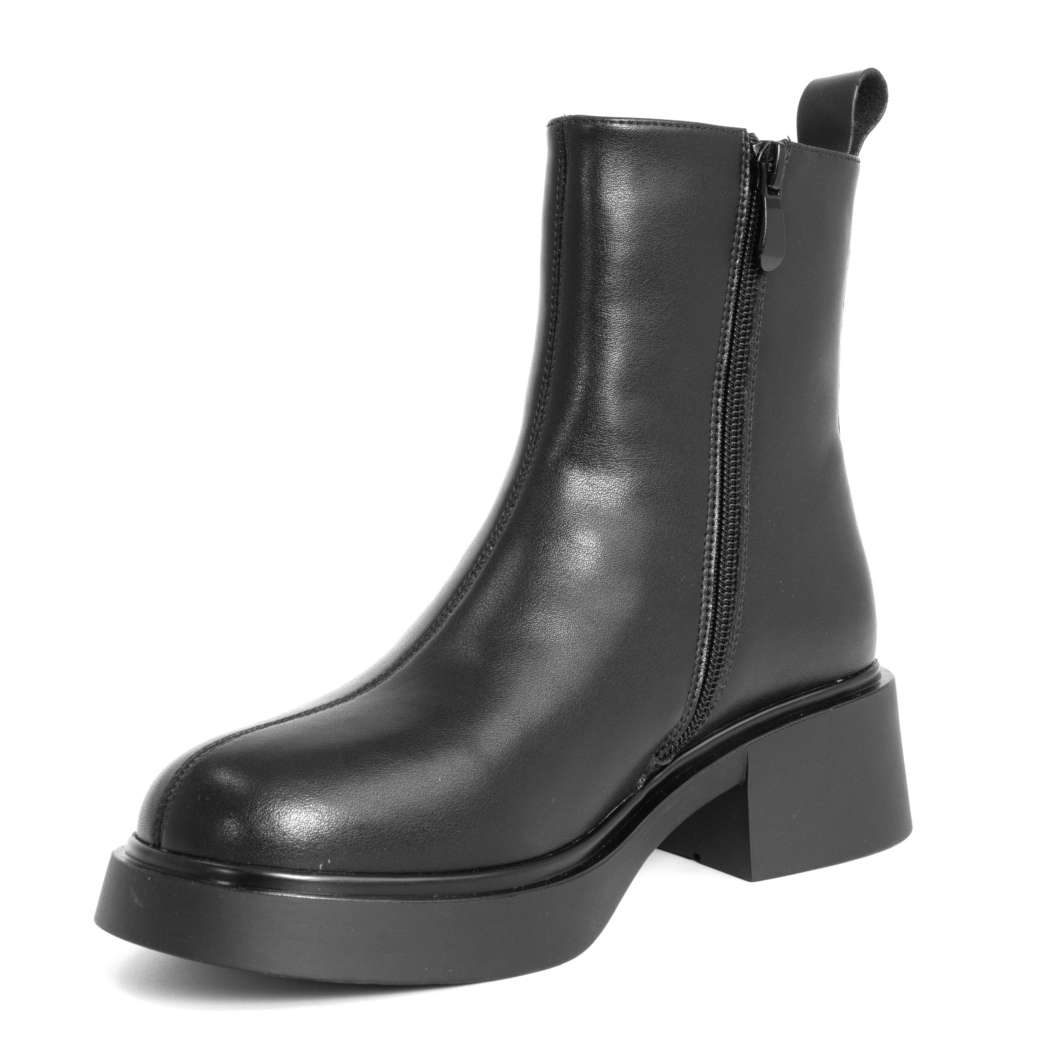 women ankle boots with black microfiber leather