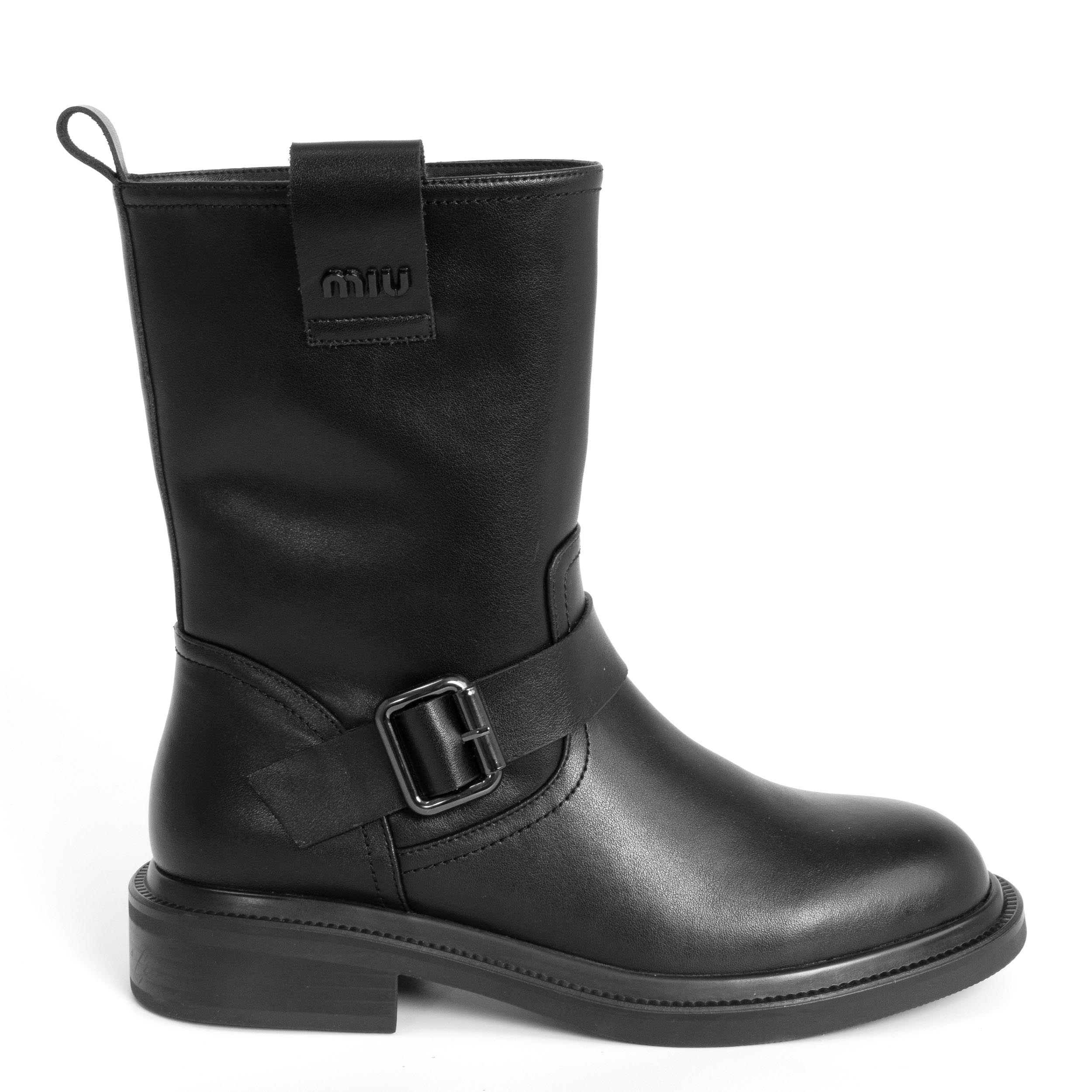 women ankle boots with black microfiber leather