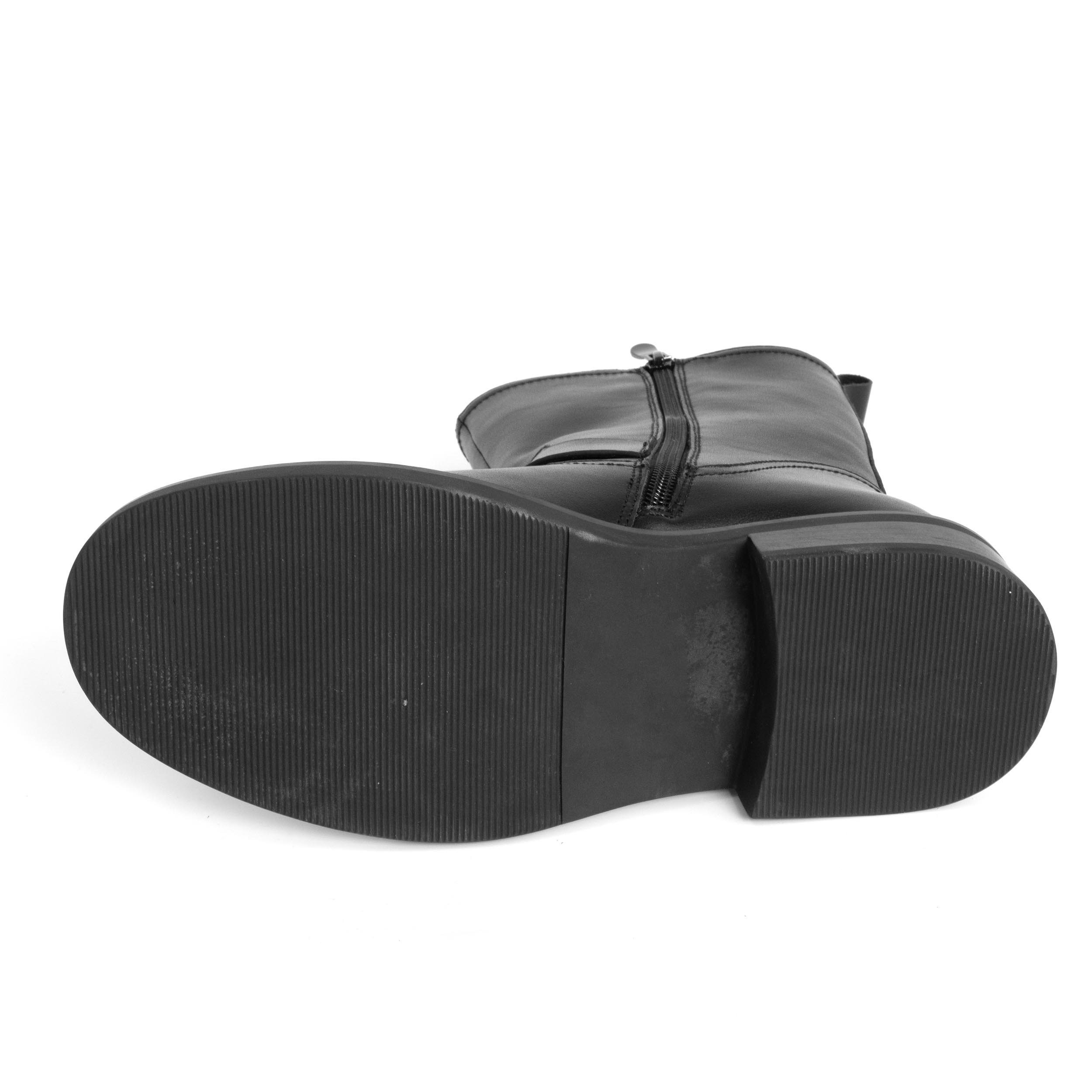 women ankle boots with black microfiber leather