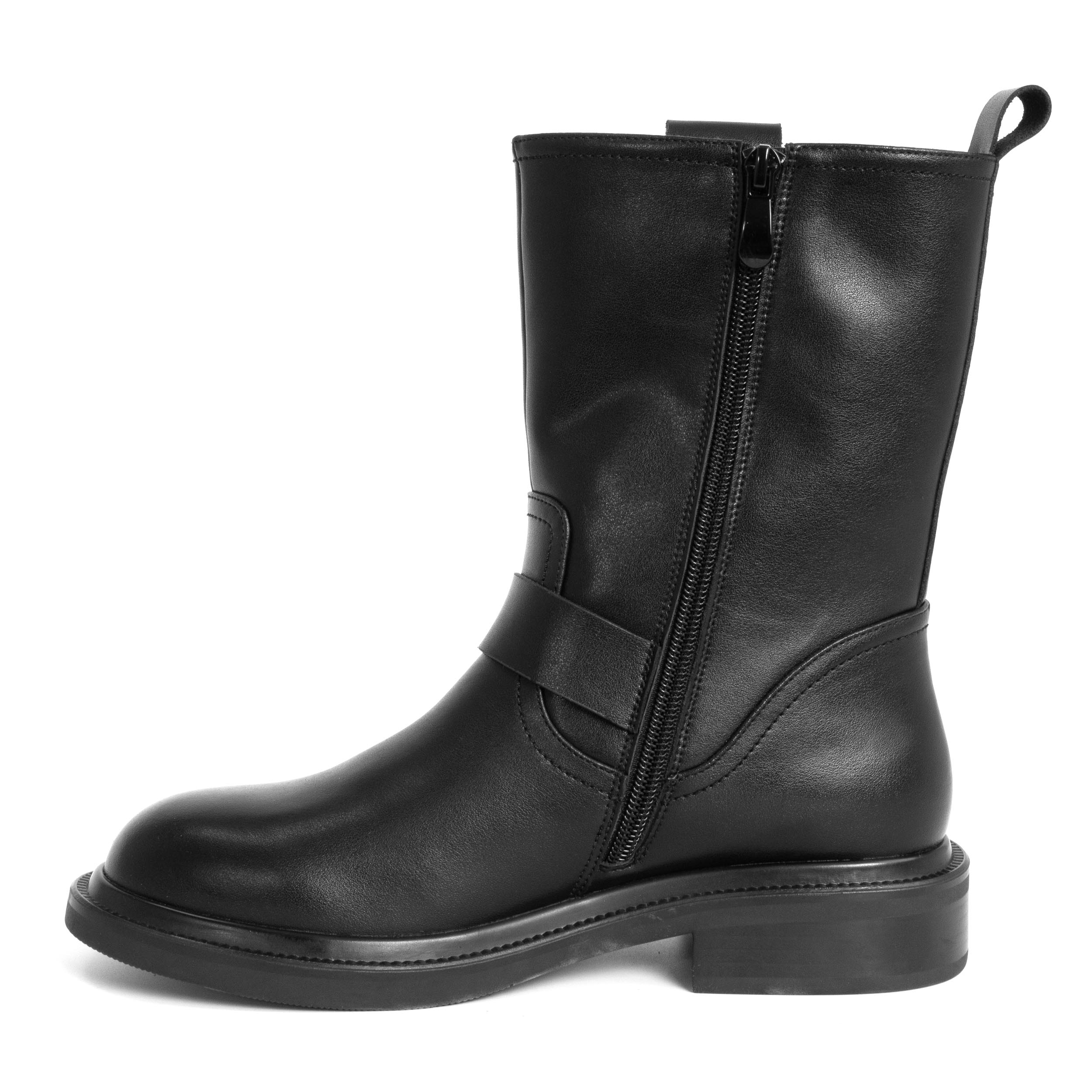 women ankle boots with black microfiber leather