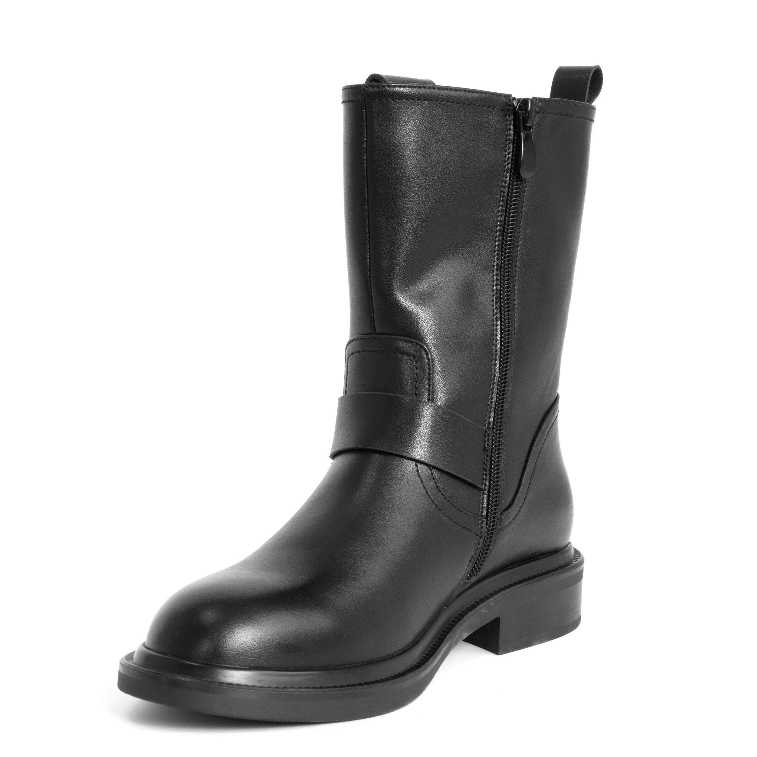 women ankle boots with black microfiber leather