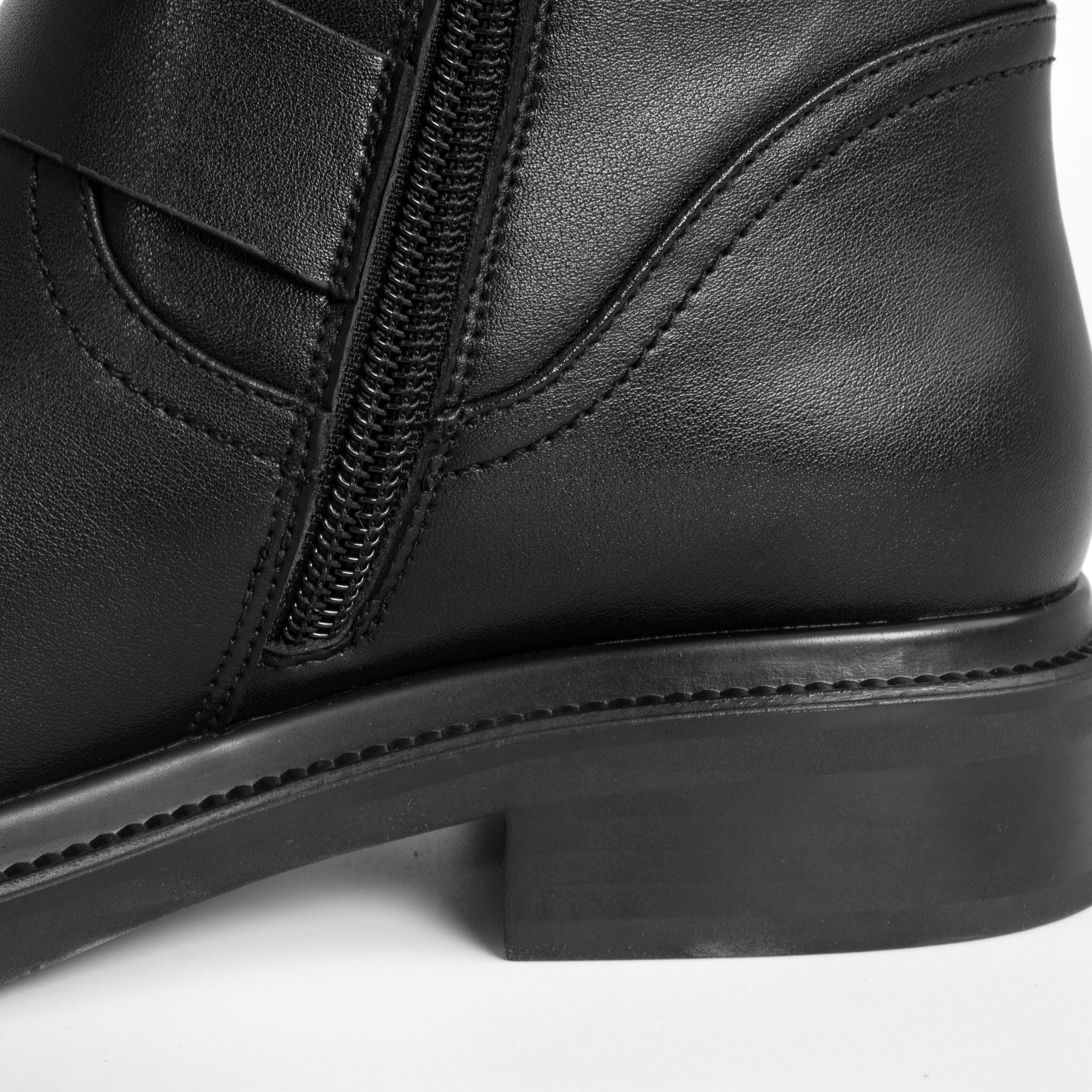 women ankle boots with black microfiber leather