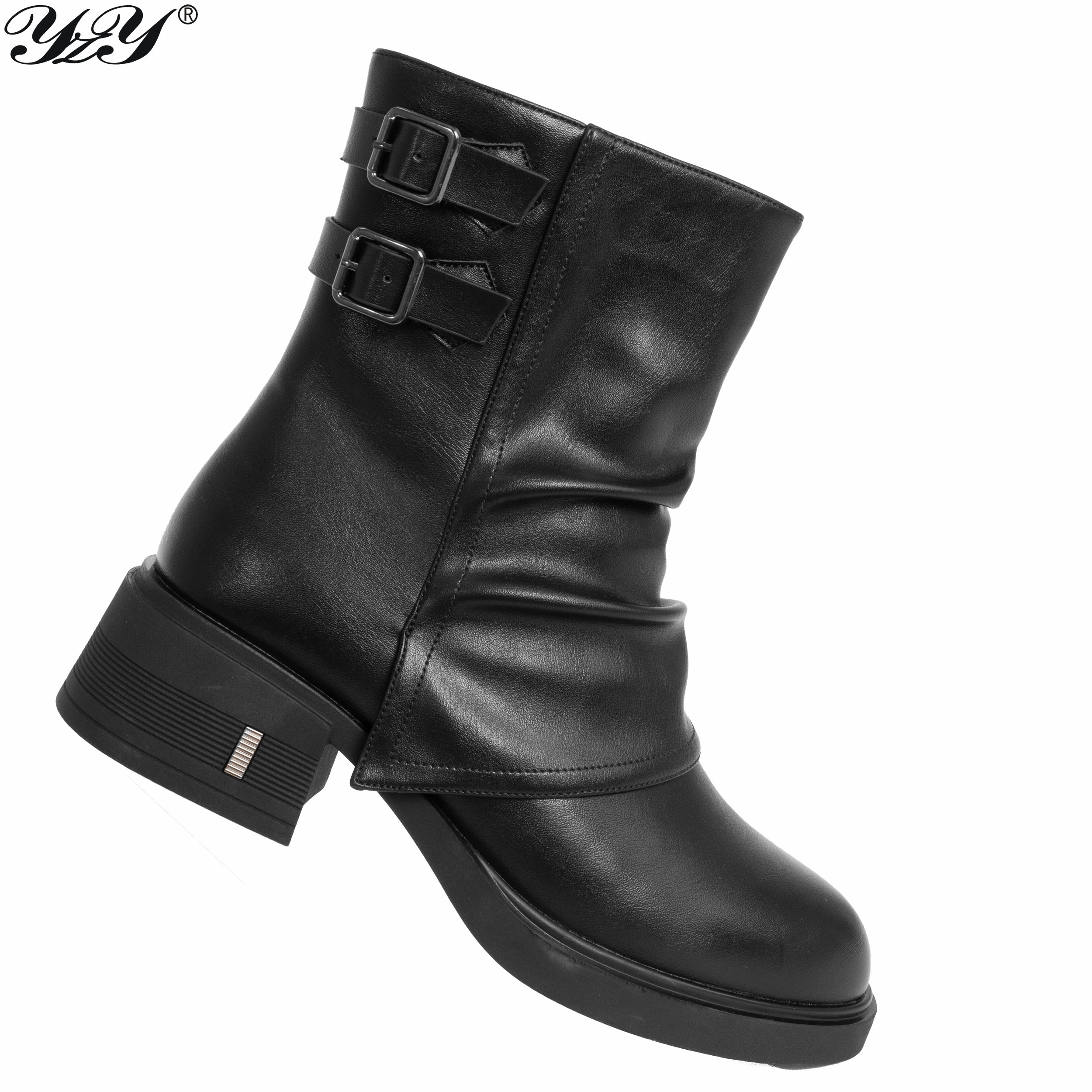 women work boots with black microfiber leather