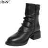 women work boots with black microfiber leather