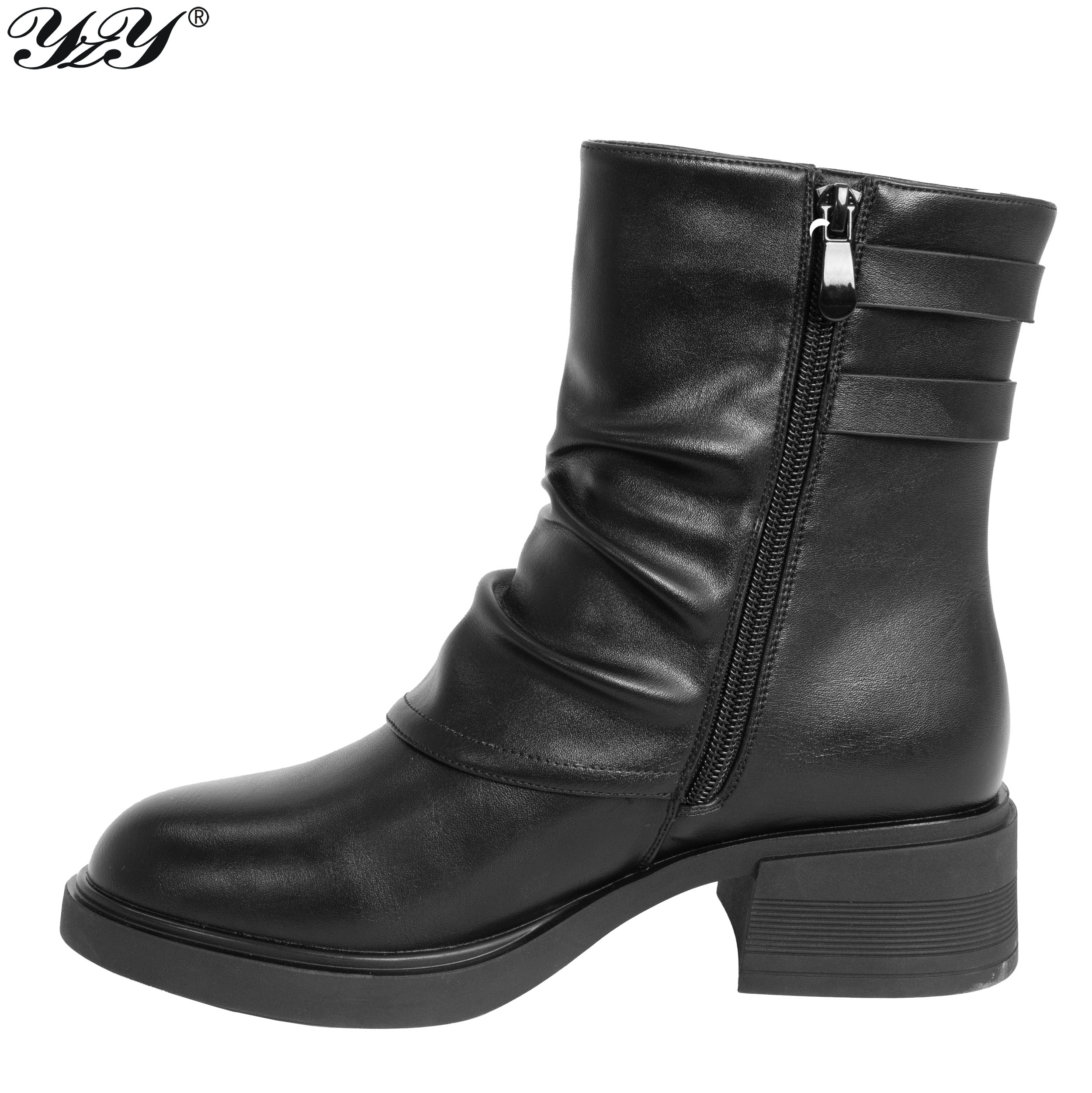 women work boots with black microfiber leather