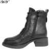 women work boots with black microfiber leather