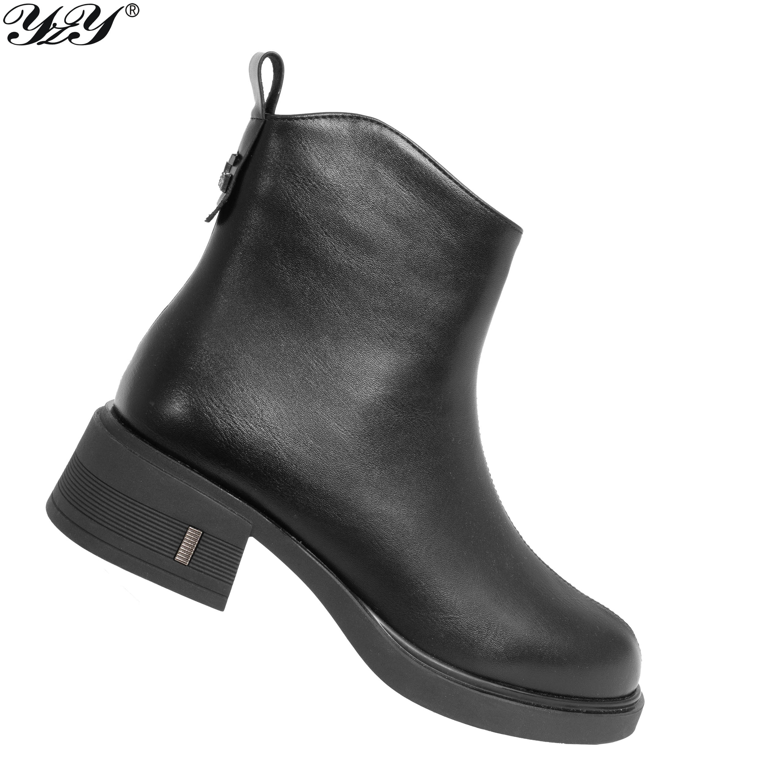 Women work boots with black microfiber leather