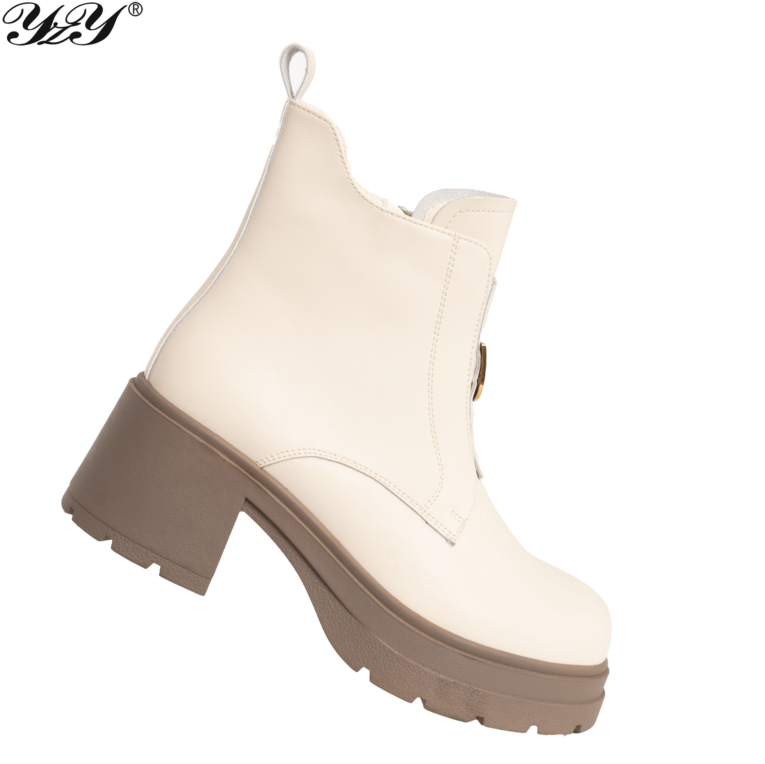 women ankle boots with microfiber leather