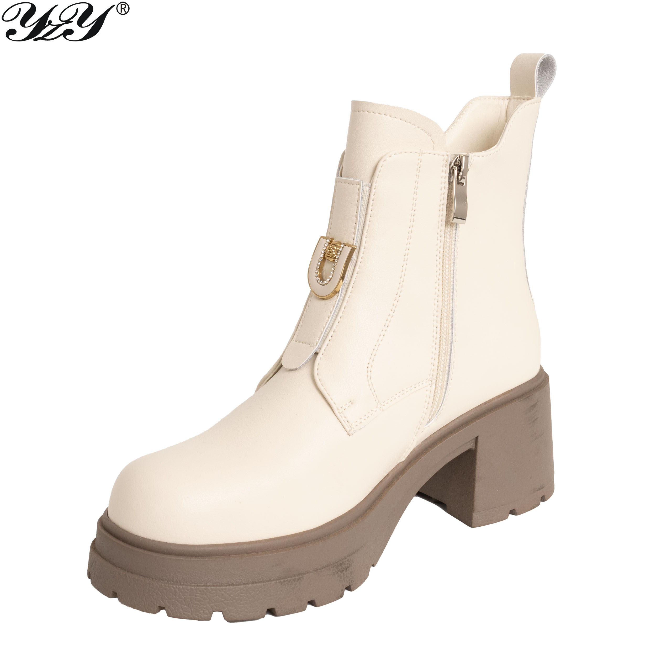 women ankle boots with microfiber leather