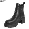 women ankle boots with microfiber leather