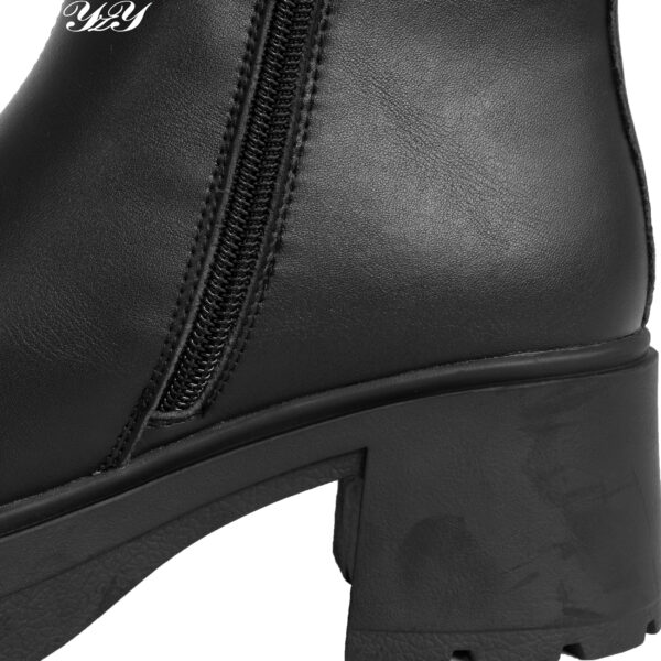 women ankle boots with black microfiber leather