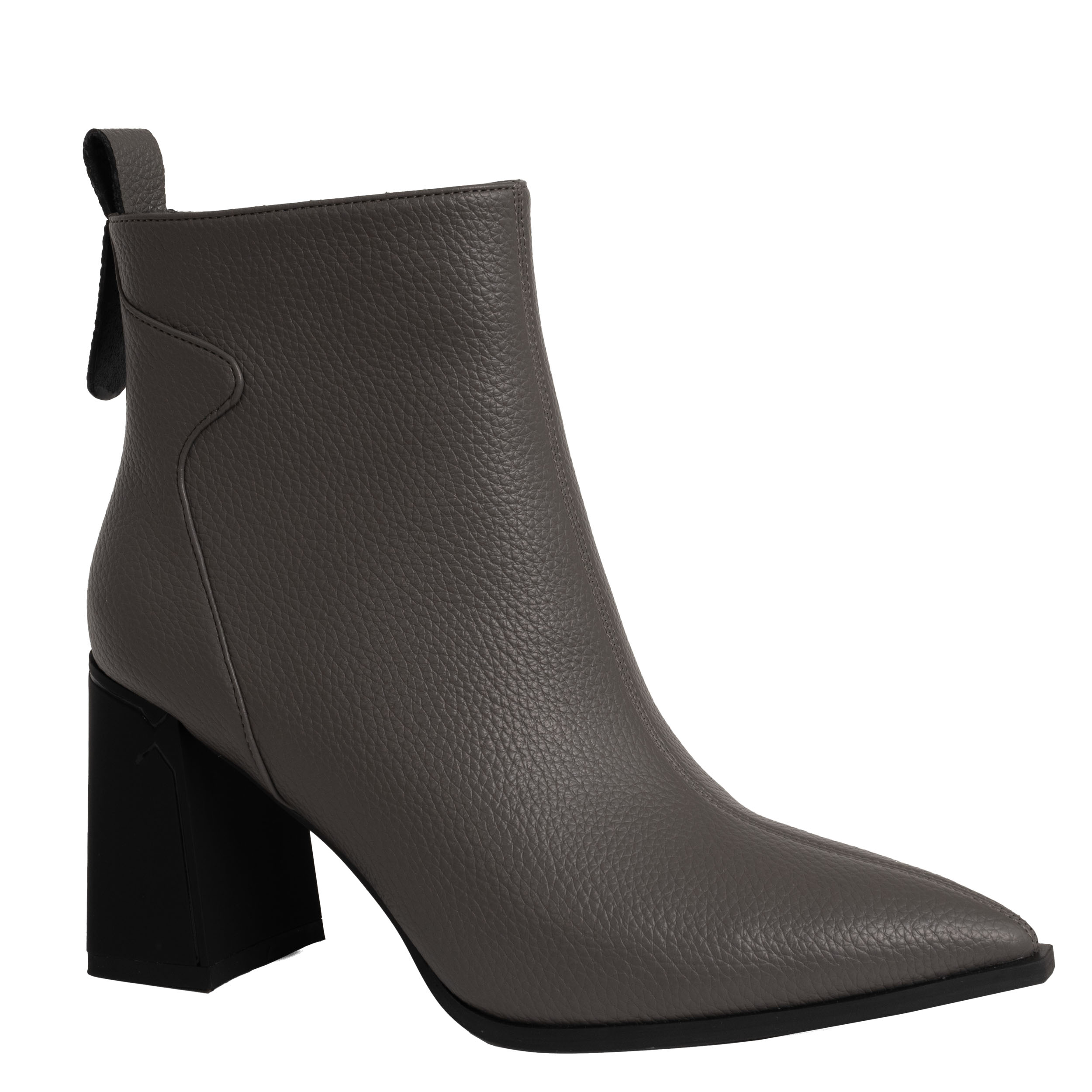 women heeled boots with grey PU leather