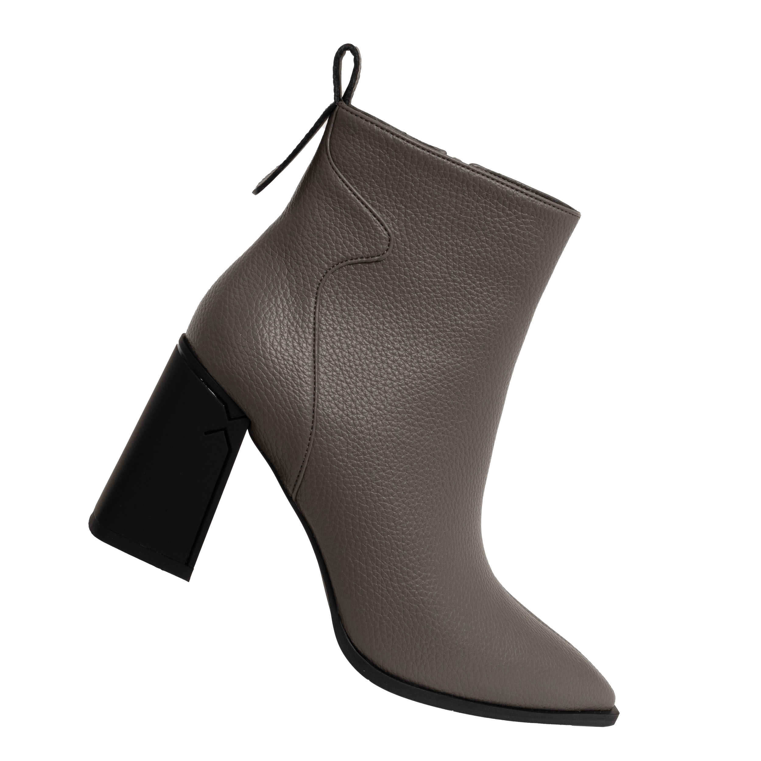 women heeled boots with grey PU leather