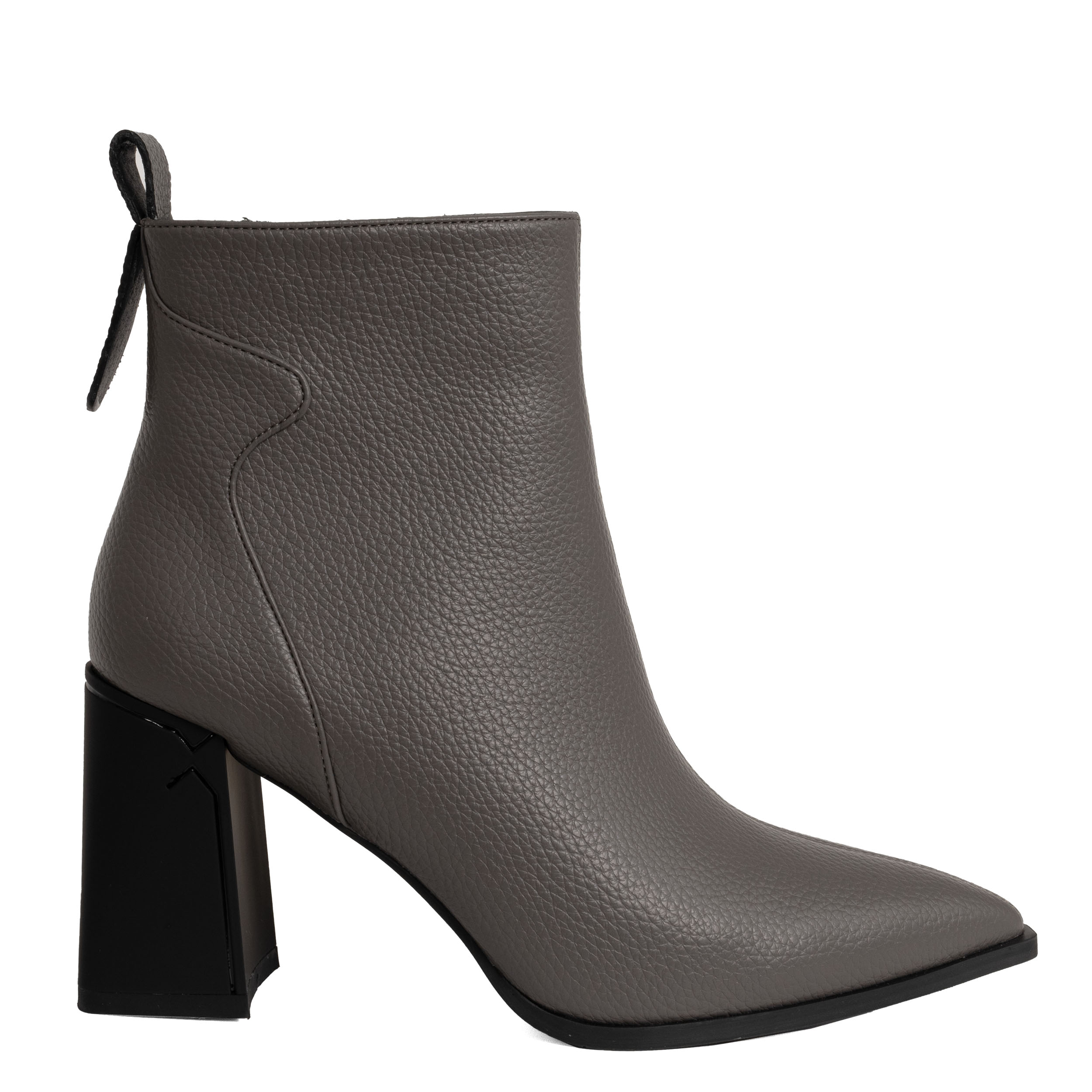 women heeled boots with grey PU leather