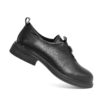 women flat shoes with black microfiber leather