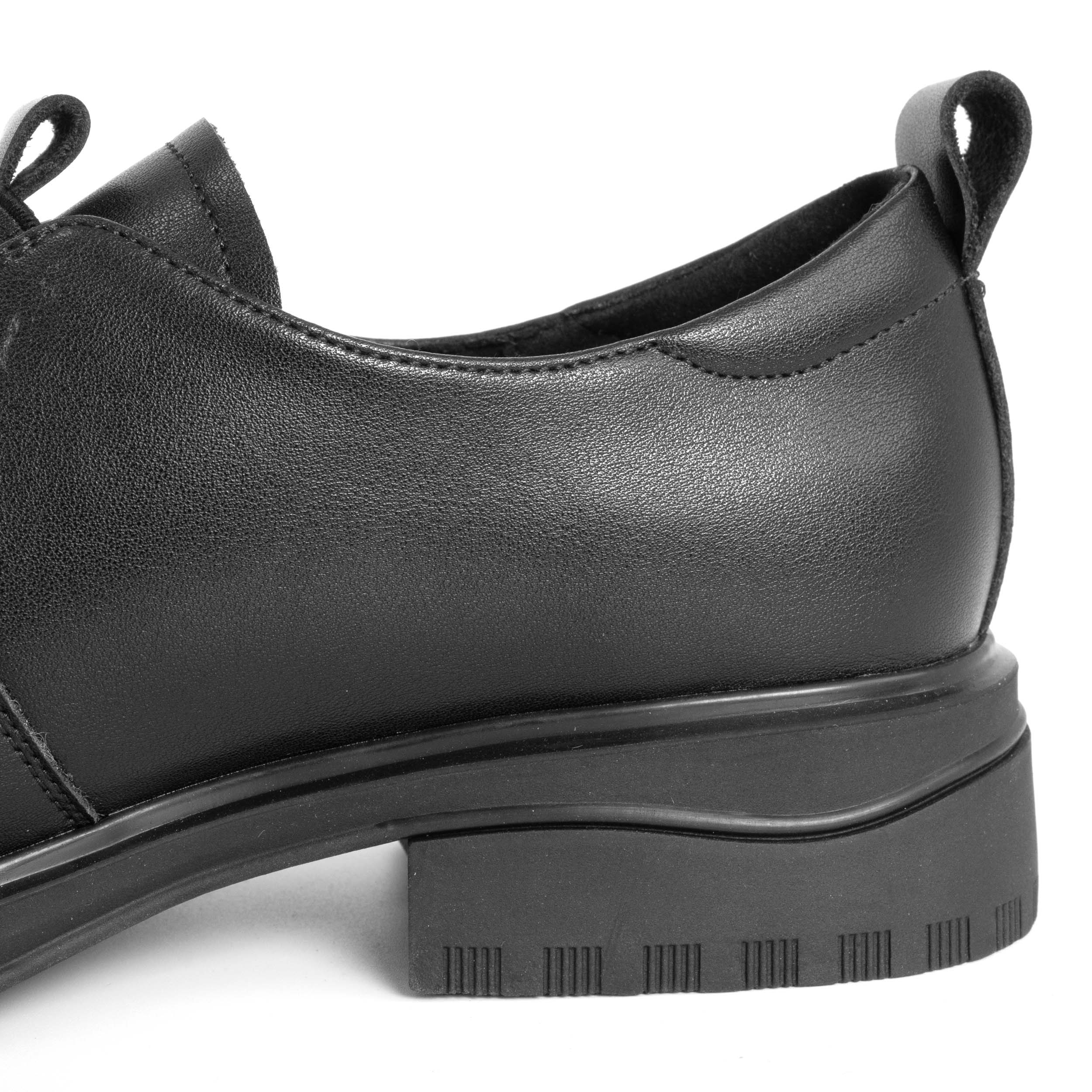 women flat shoes with black microfiber leather