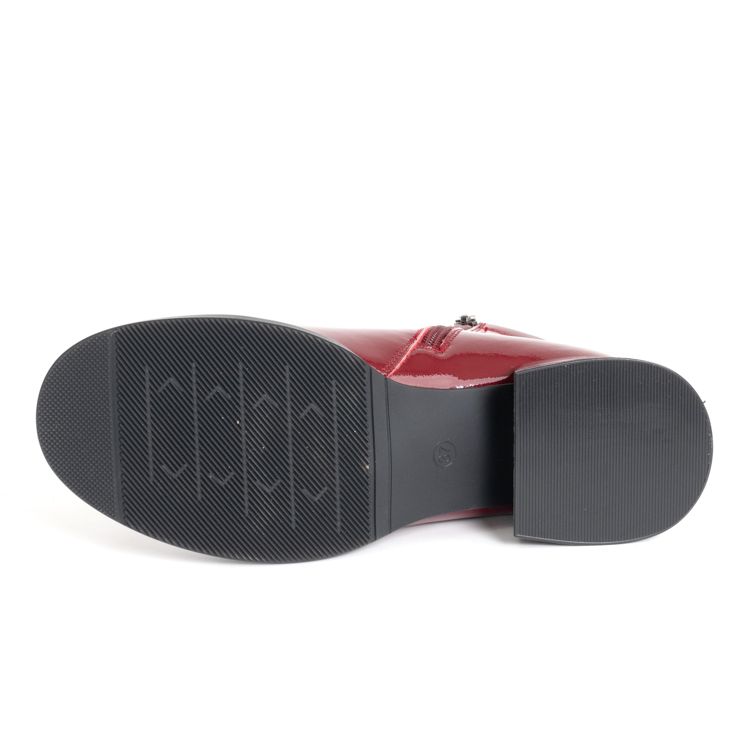 women heeled boots with burgundy patent leather