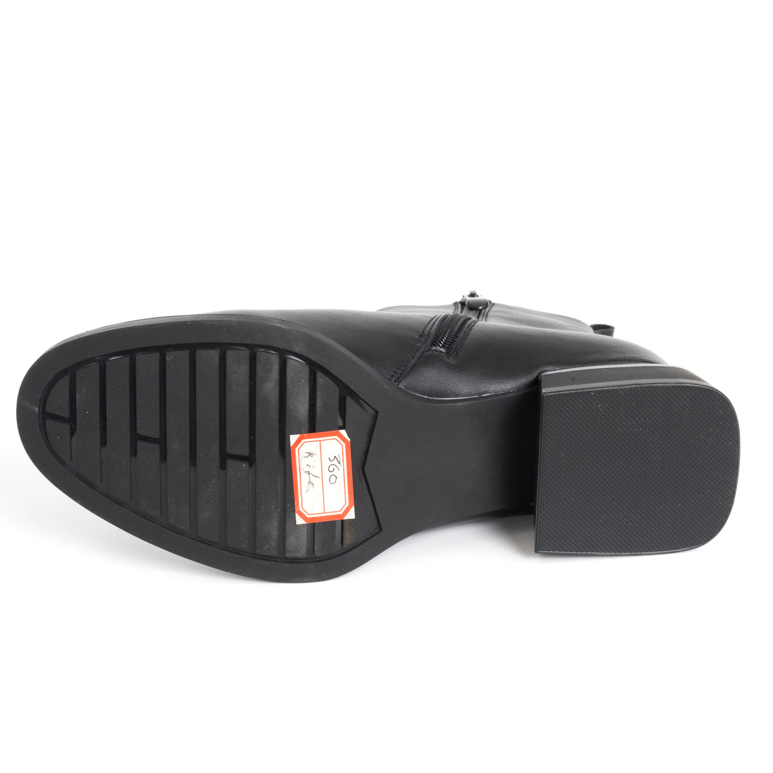 women heeled boots with black microfiber leather