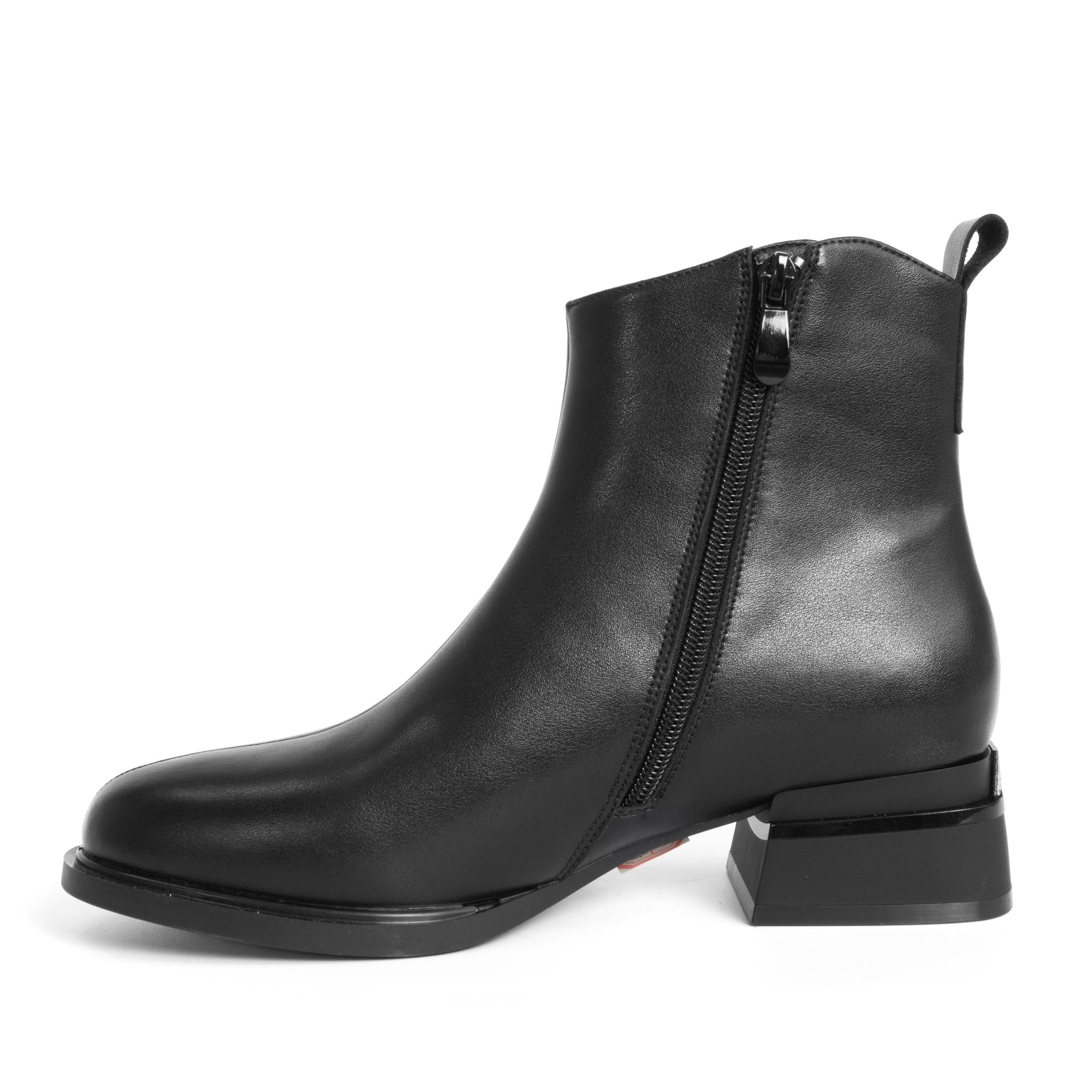women heeled boots with black microfiber leather