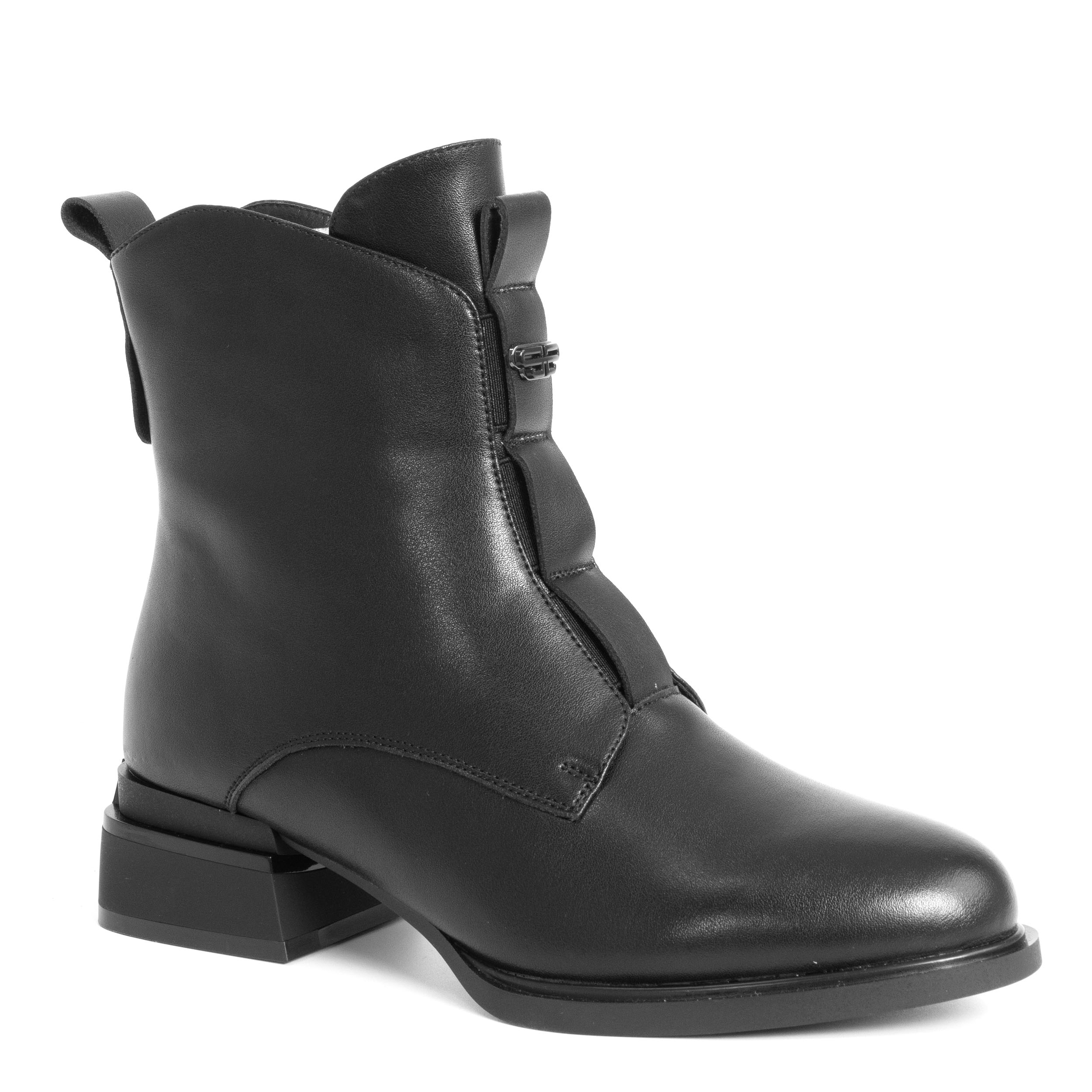 Women black heel boots with Great microfiber leather