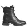women heeled boots with black microfiber leather