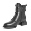 women heeled boots with black microfiber leather
