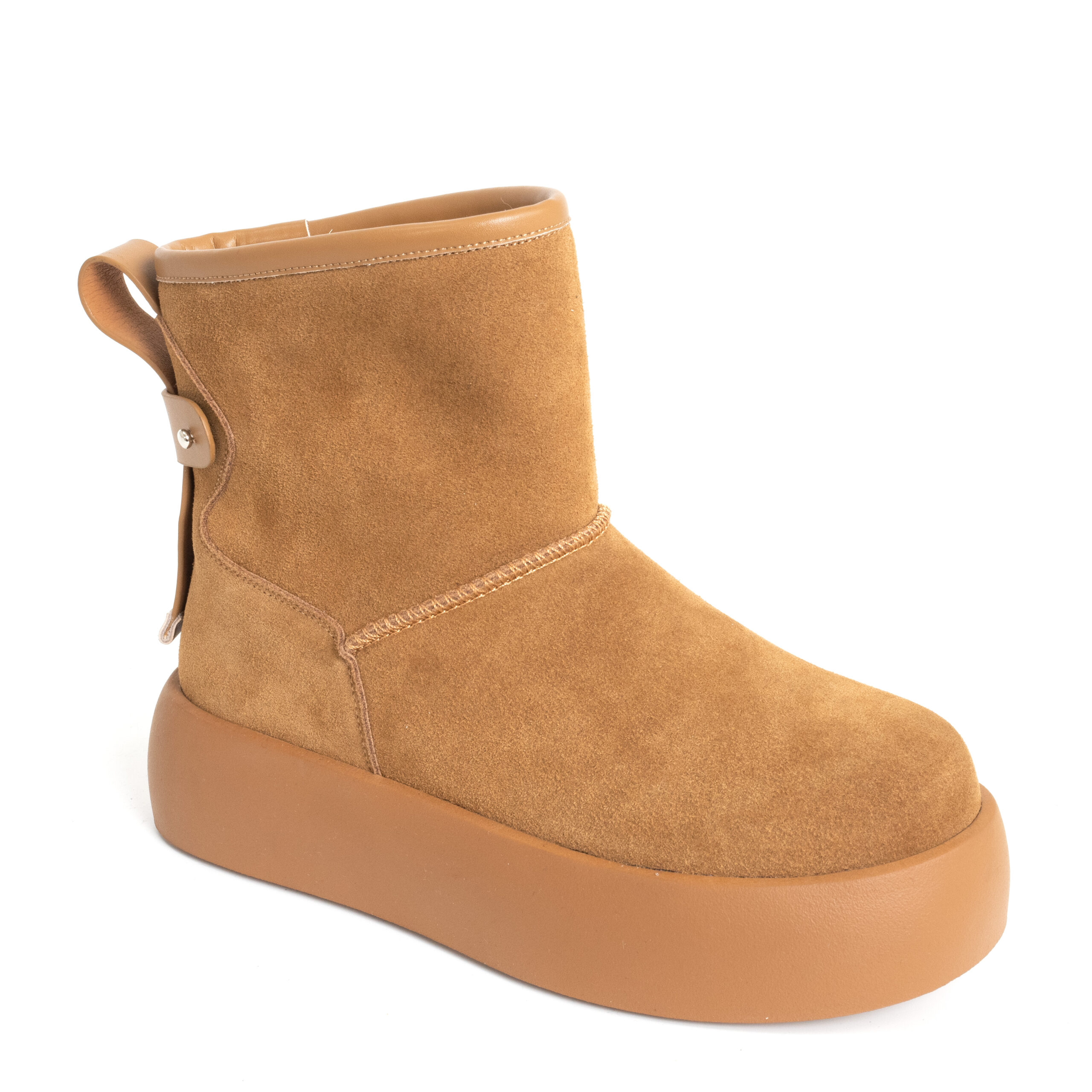 women snow boots with Khaki genuine leather