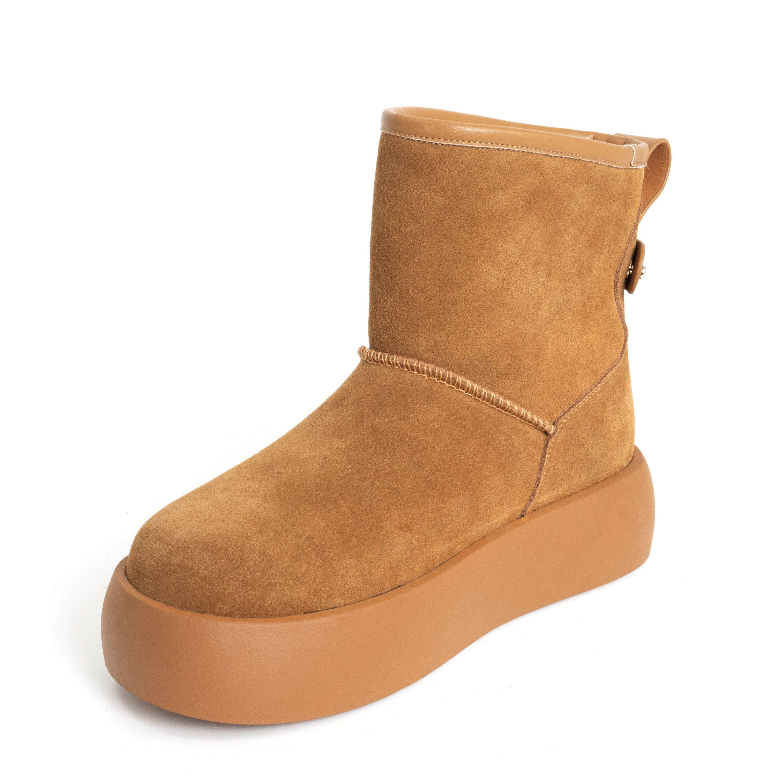 women snow boots with Khaki genuine leather