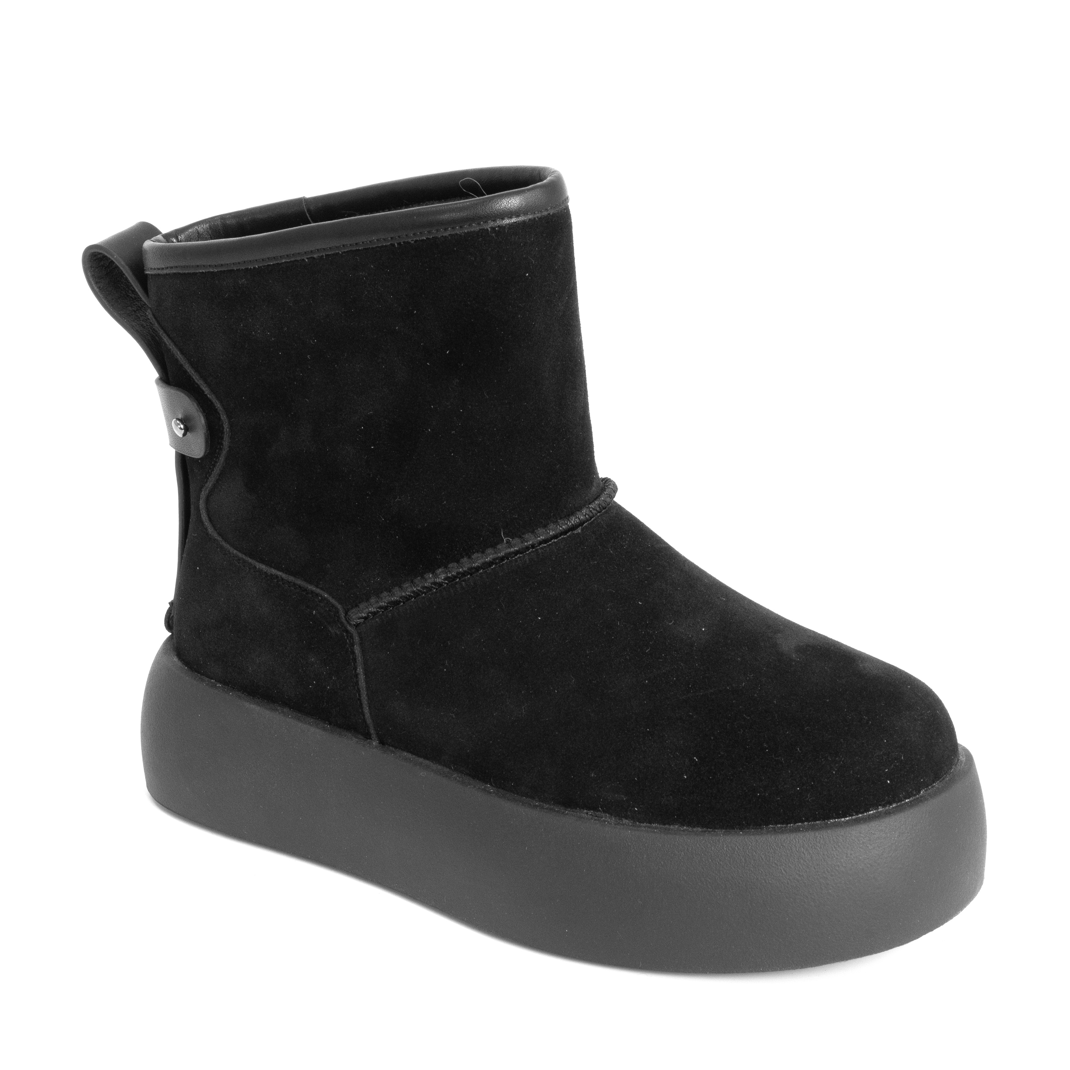 women snow boots with black genuine leather