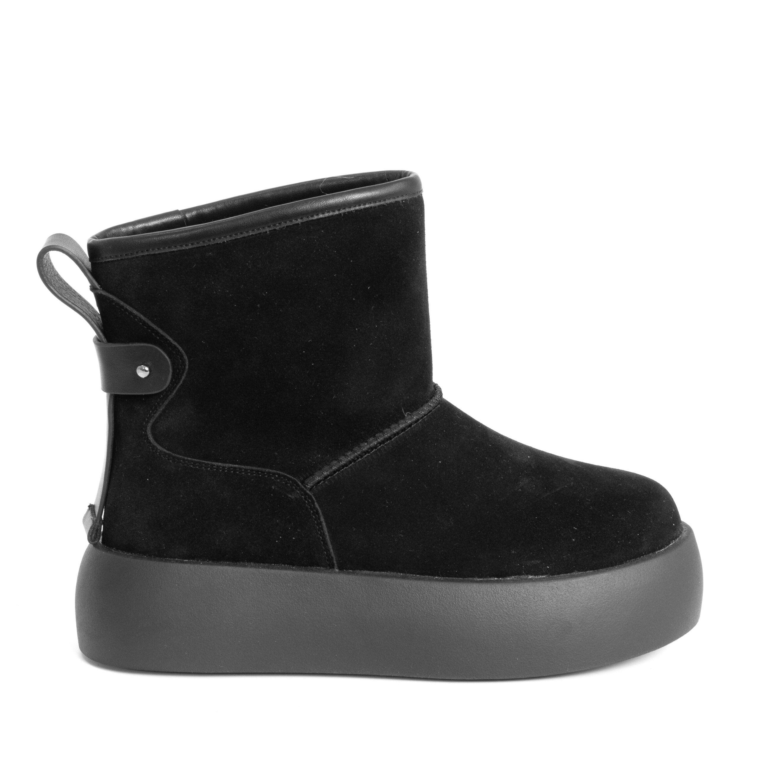 women snow boots with black genuine leather