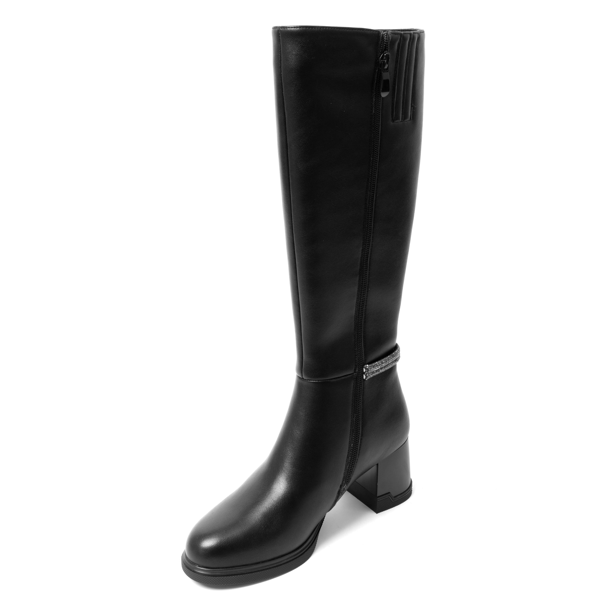 knee high boots with heel for women with PU leather