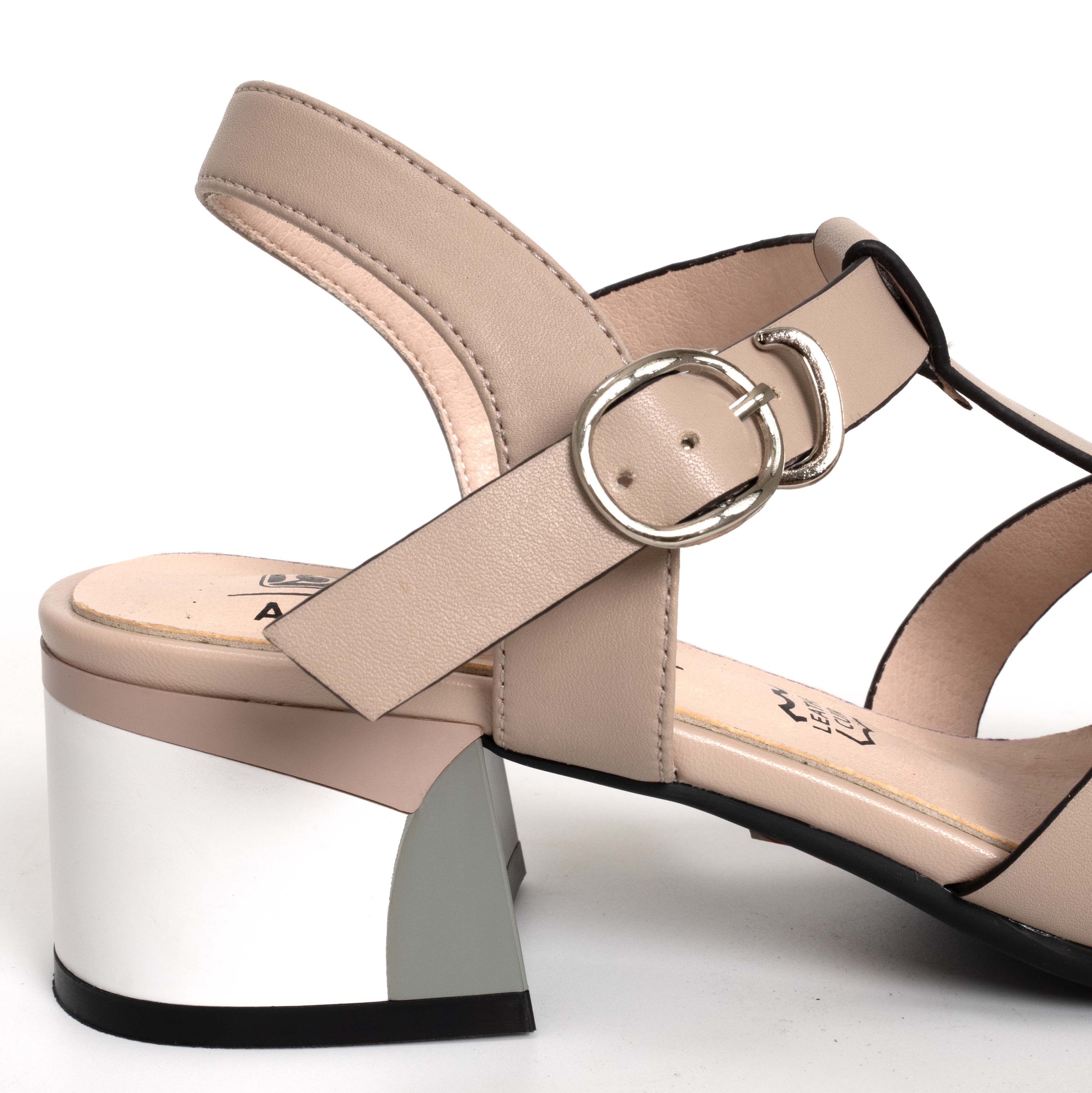 heeled sandals for women with microfiber leather