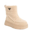 women snow boots with beige genuine leather and synthetic fur
