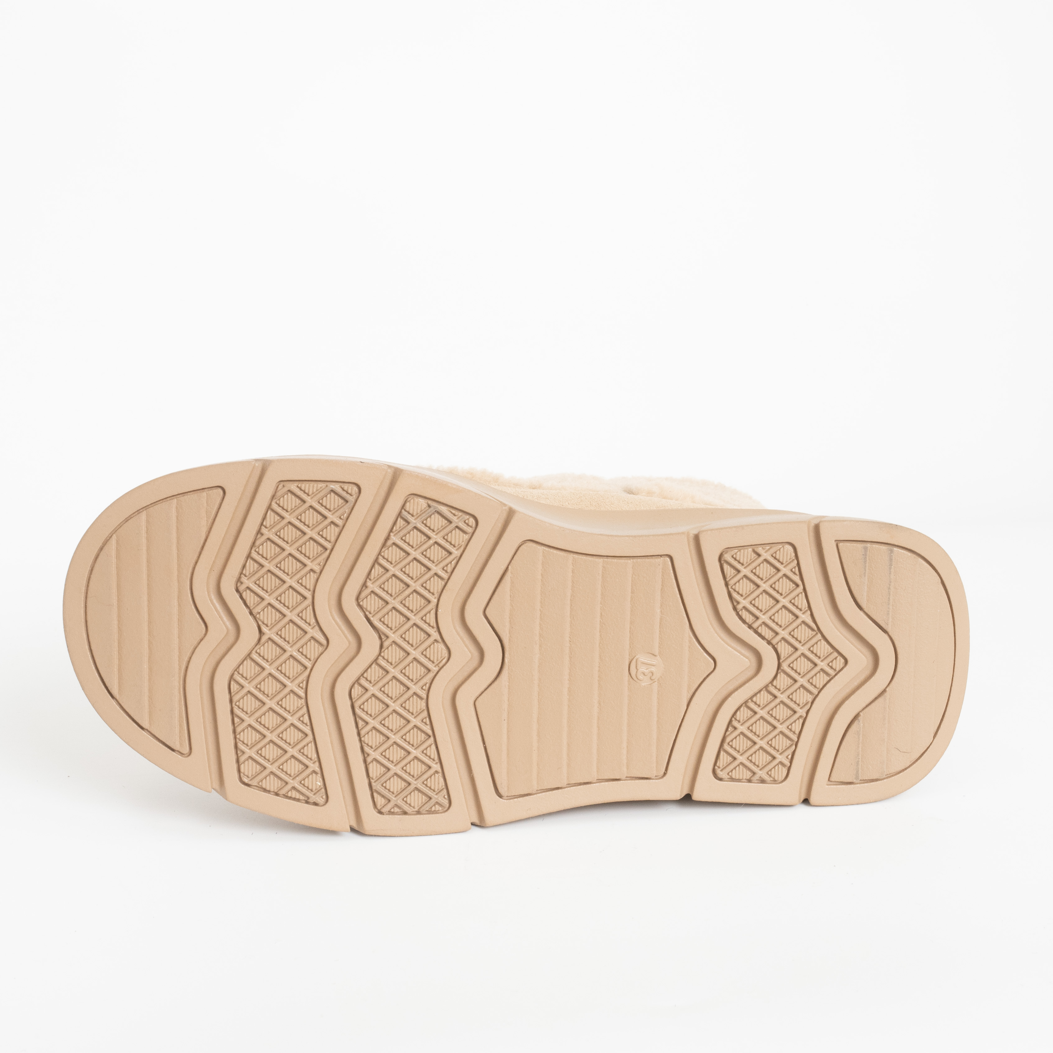 women snow boots with beige genuine leather and synthetic fur