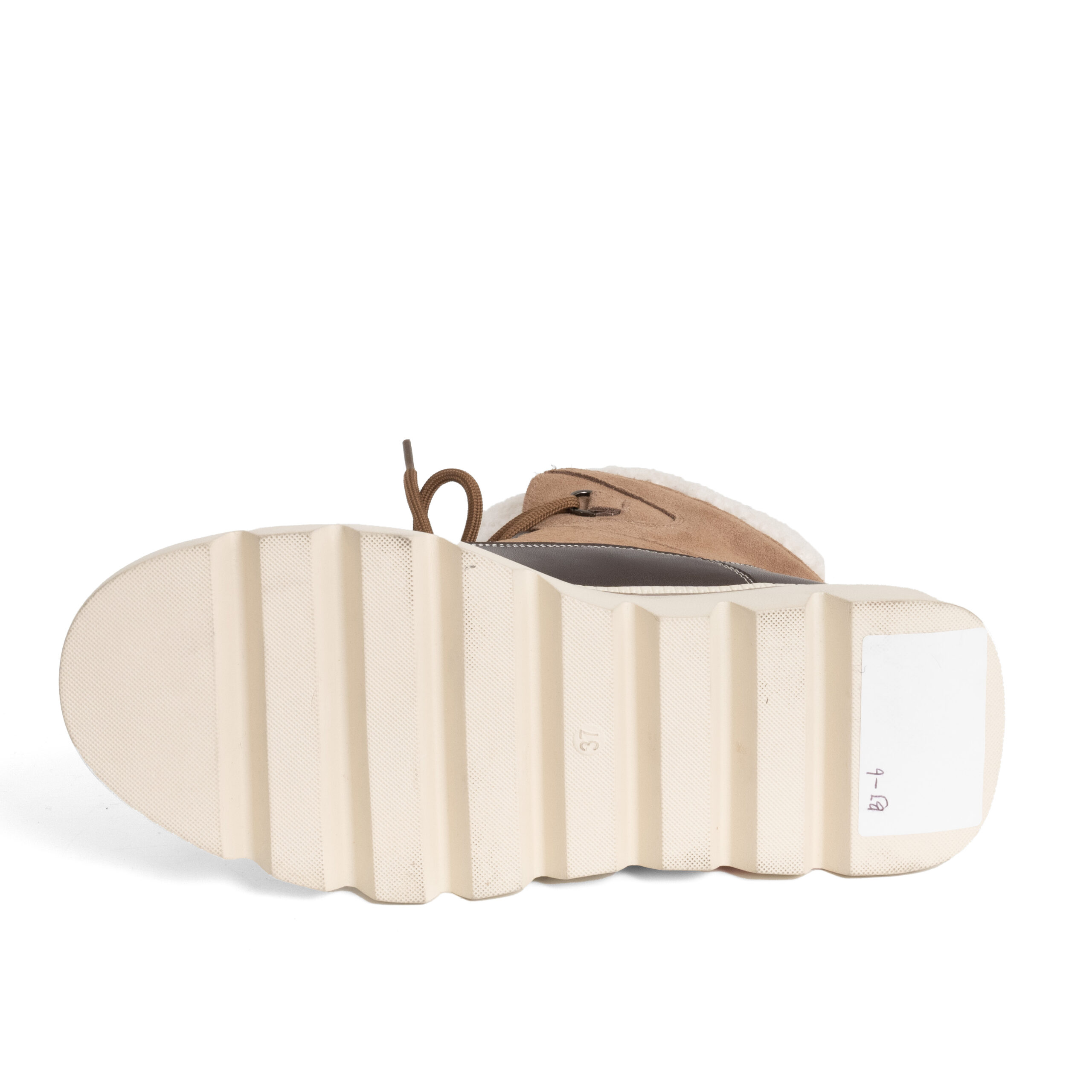 women work boots with synthetic fur, microfiber leather and cow suede